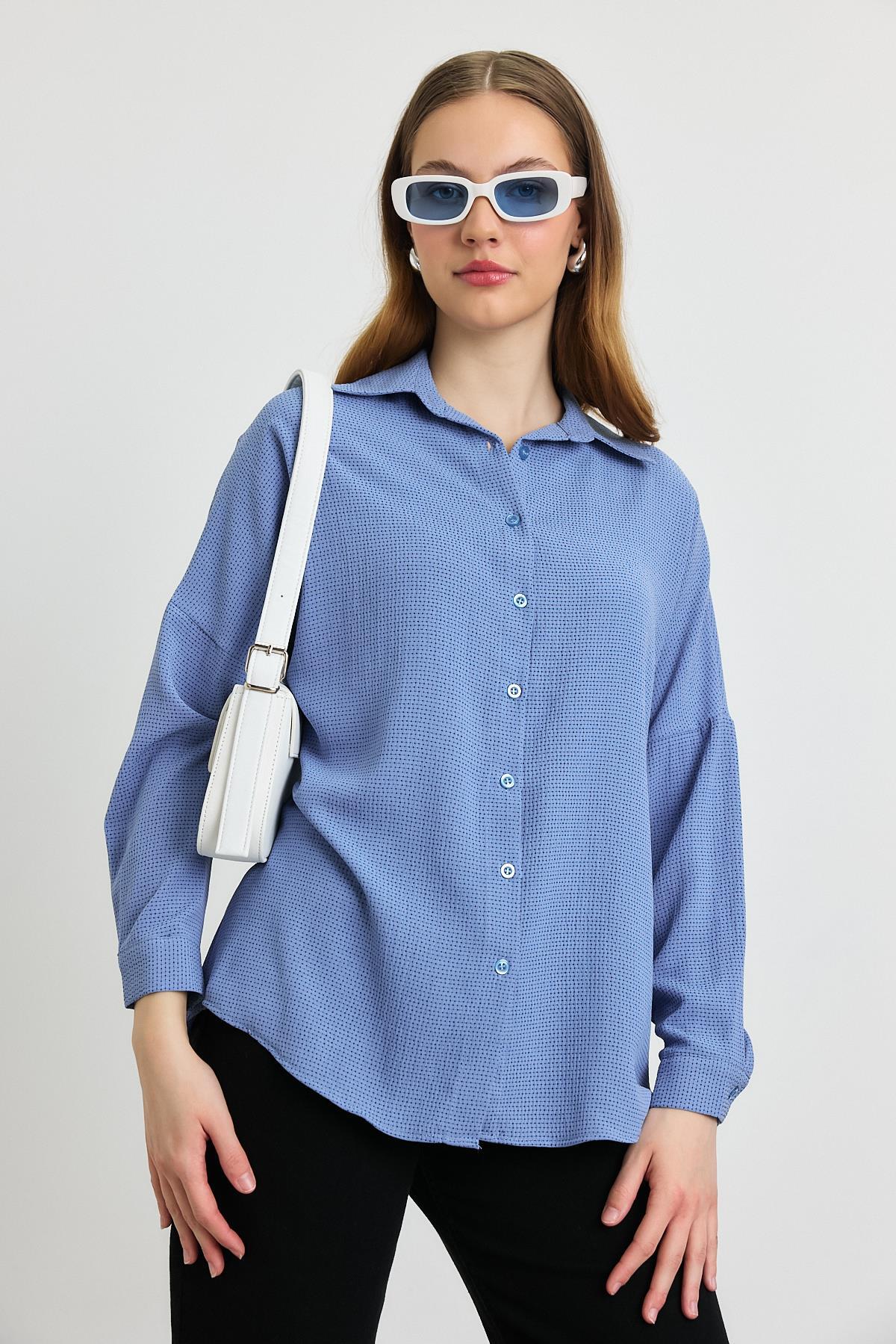 4636A Çizgi Desenli Gömlek Mavi - 8