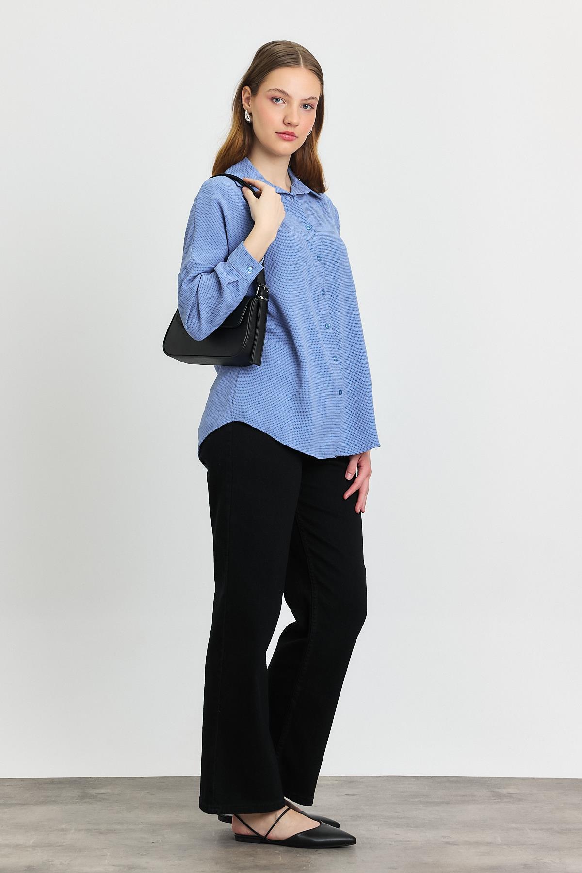 Mavi Çizgi Desenli Gömlek 4636A - 3