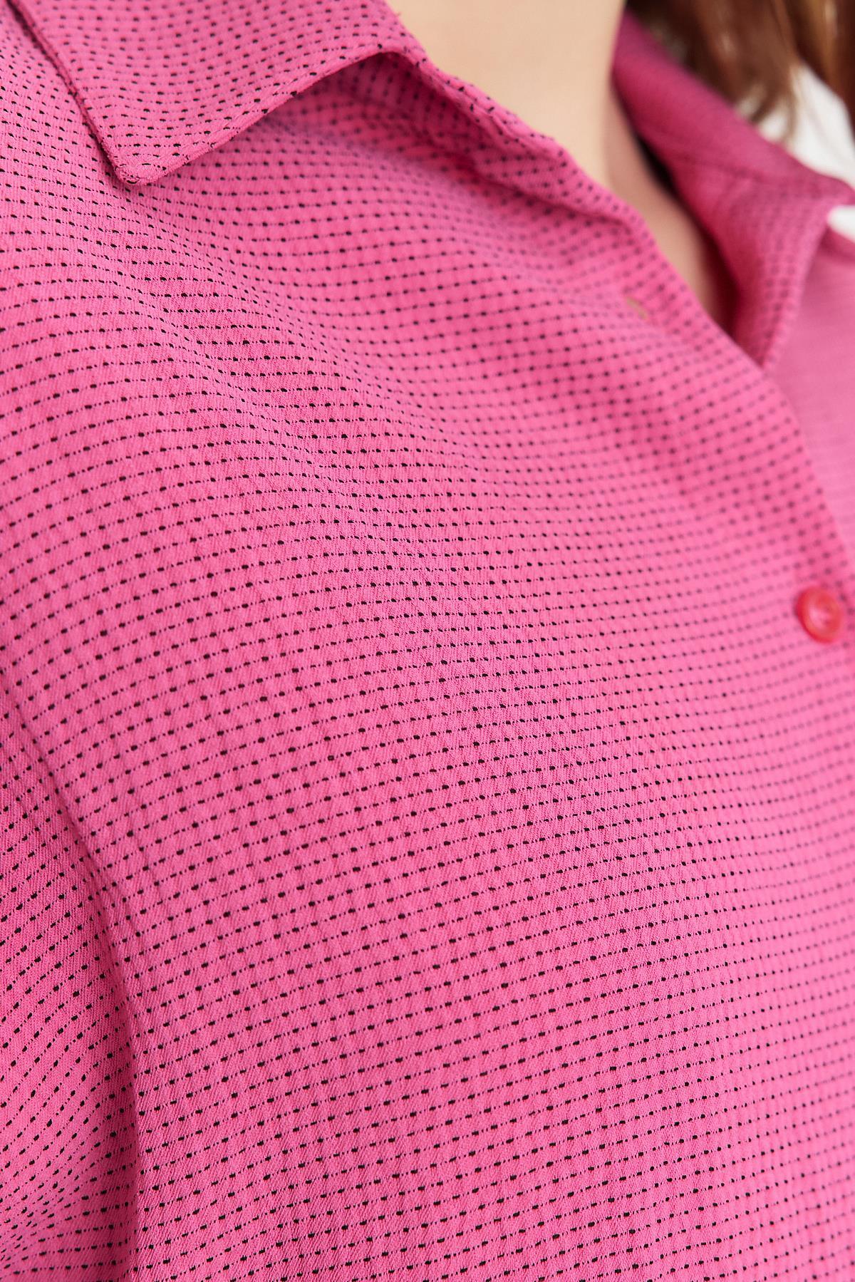 Pembe Çizgi Desenli Gömlek 4636A - 4