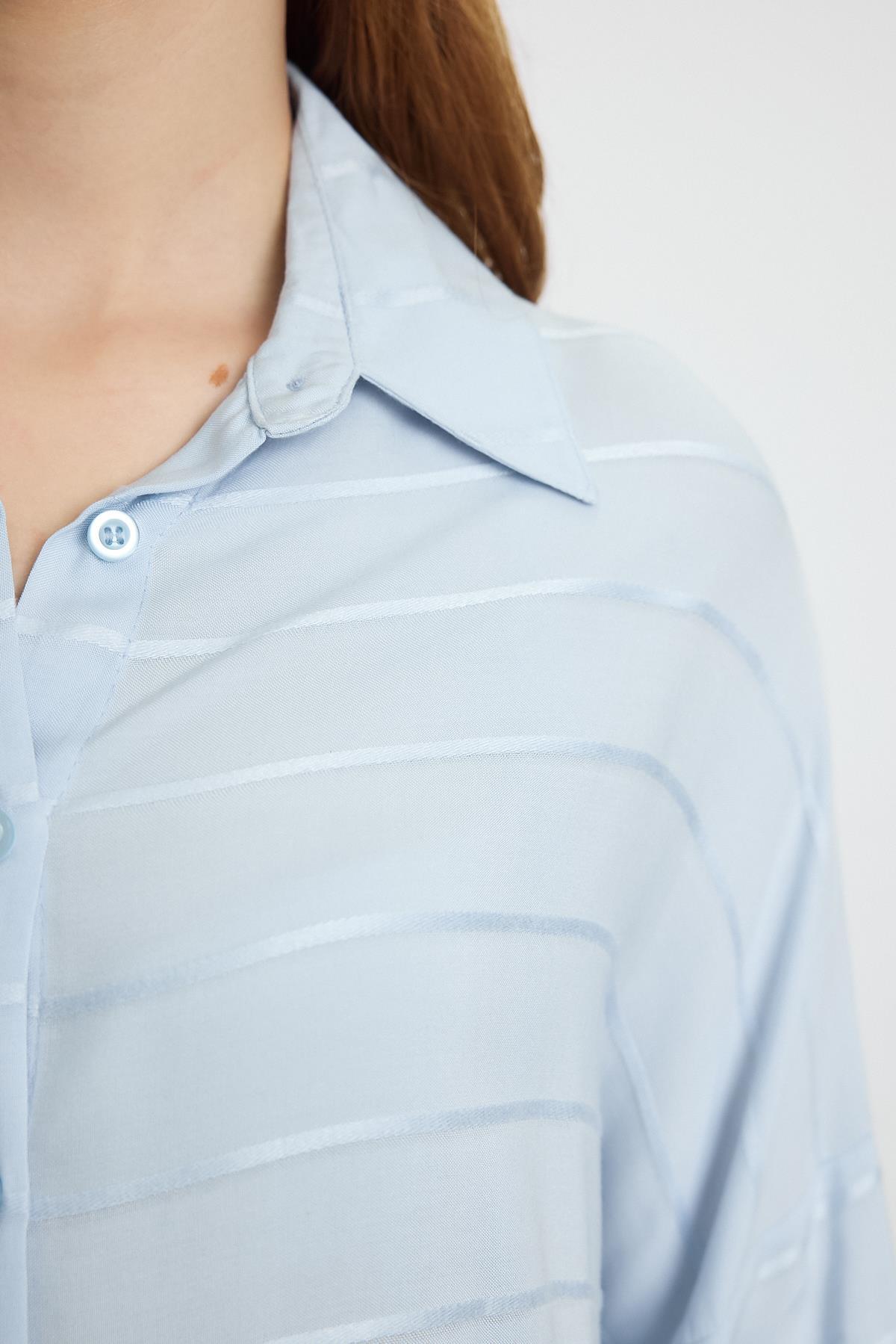 4637A Çizgili Salaş Gömlek Mavi - 4