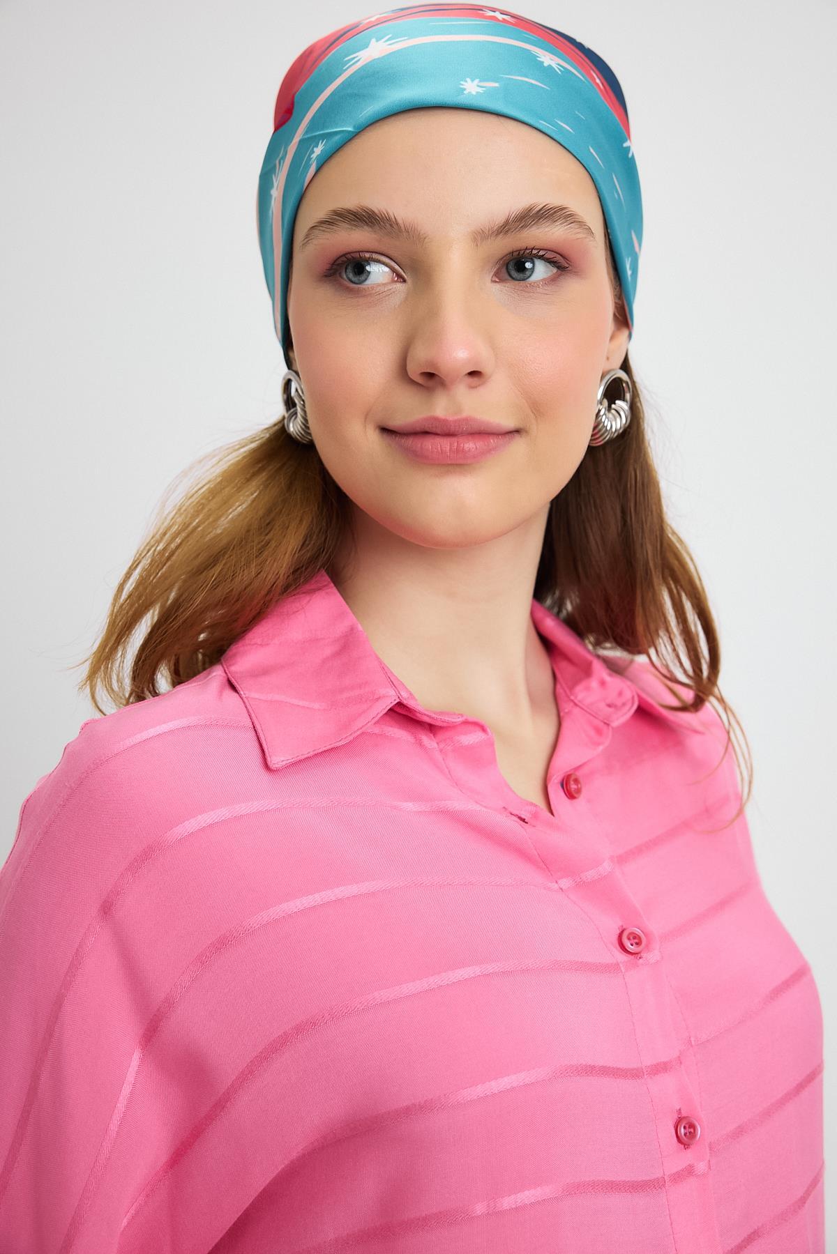 Pembe Çizgili Salaş Gömlek 4637A - 4