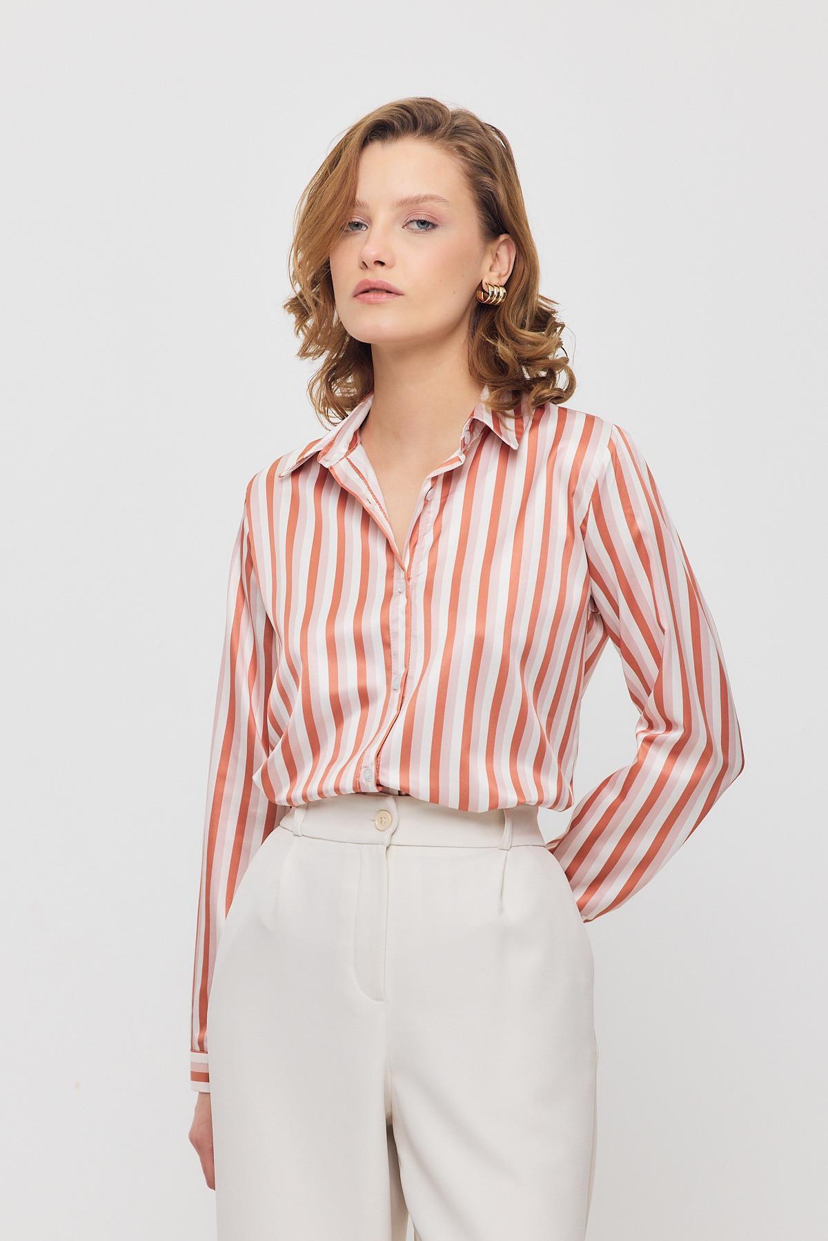 4653A Çizgili Gömlek Kiremit - 1