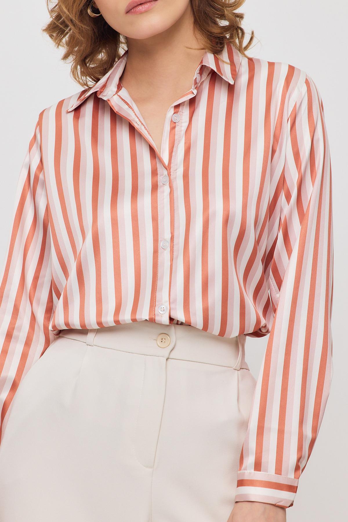 Kiremit Çizgili Gömlek 4653A - 4