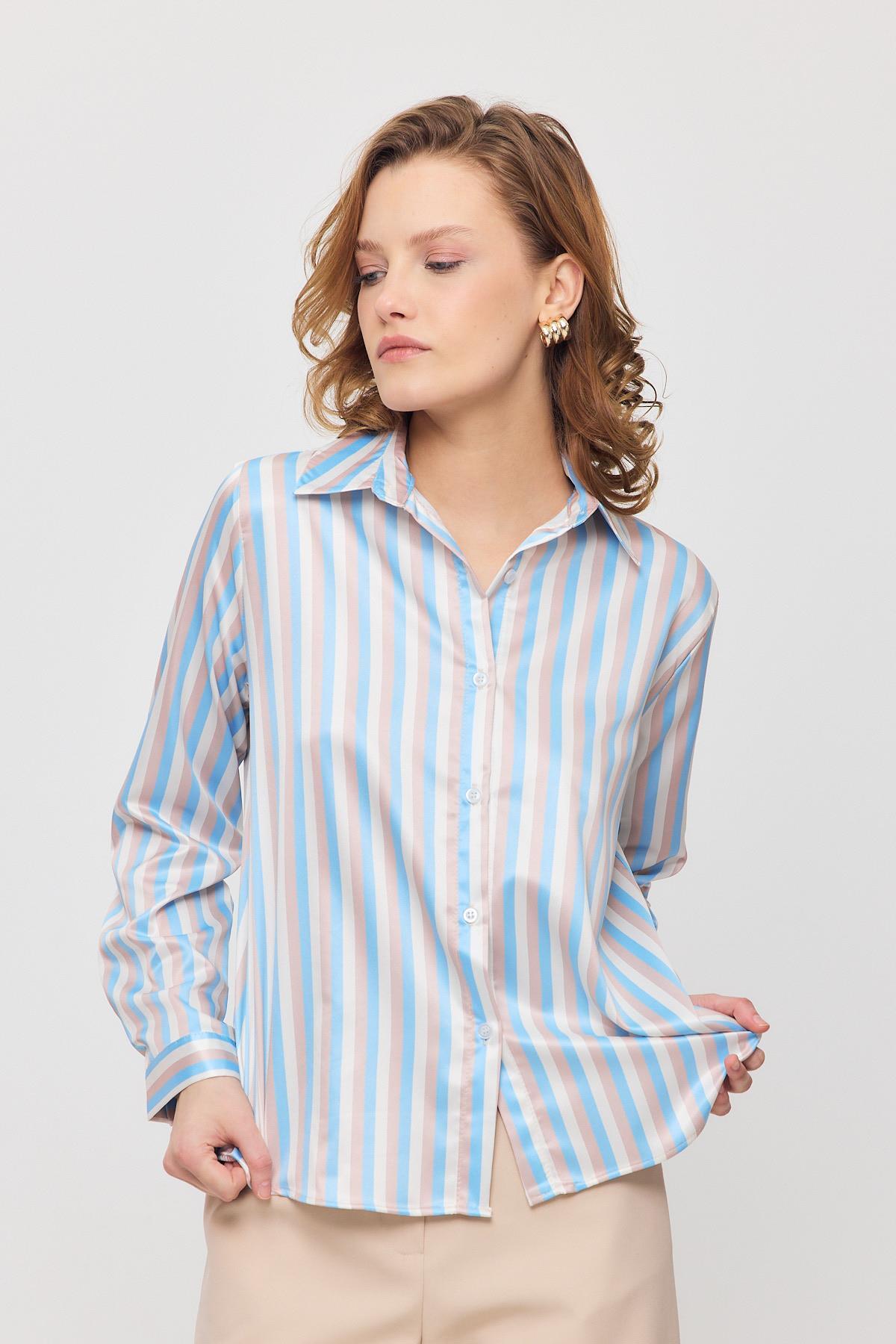 4653A Çizgili Gömlek Mavi - 1