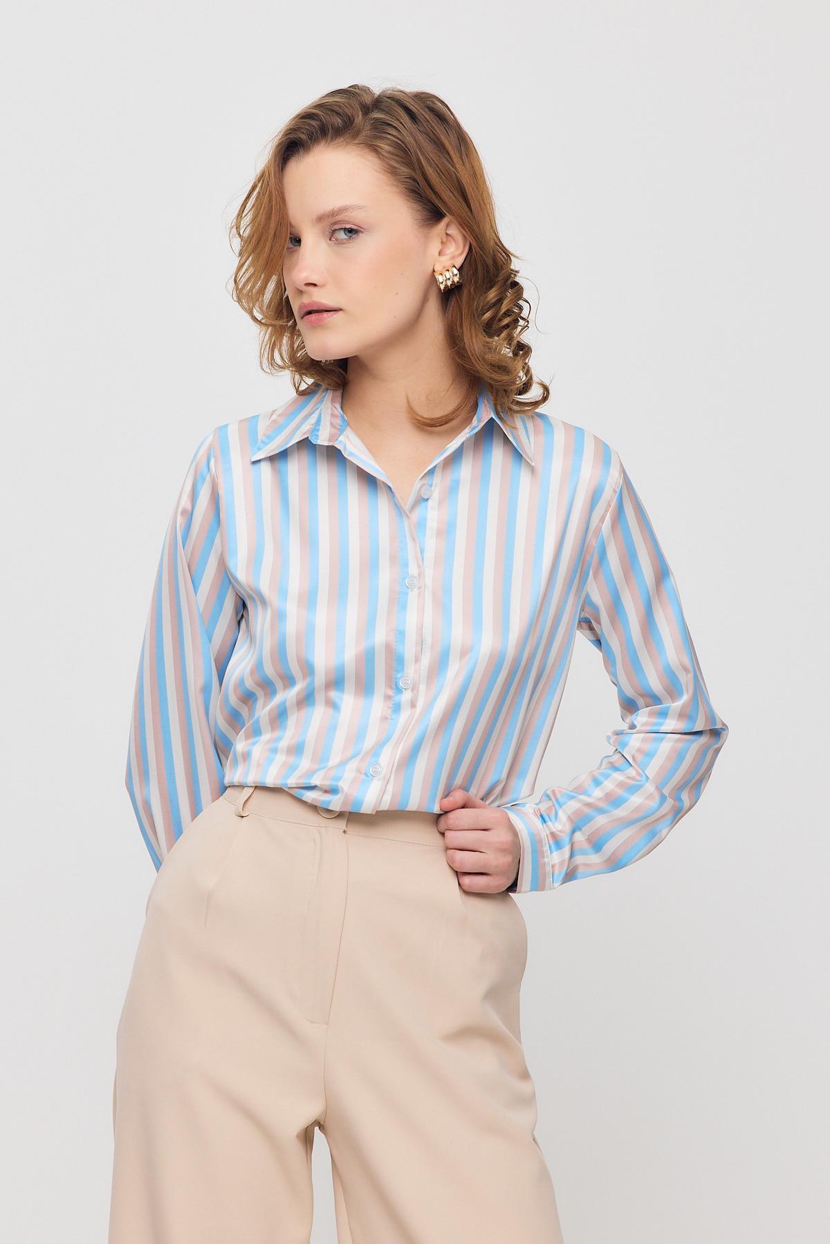 4653A Çizgili Gömlek Mavi - 6