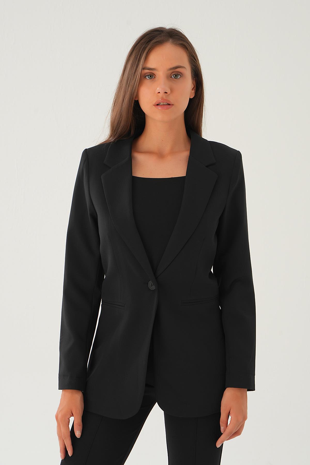Siyah Kol Çizgi Detay Cepli Ceket 4705 - 1