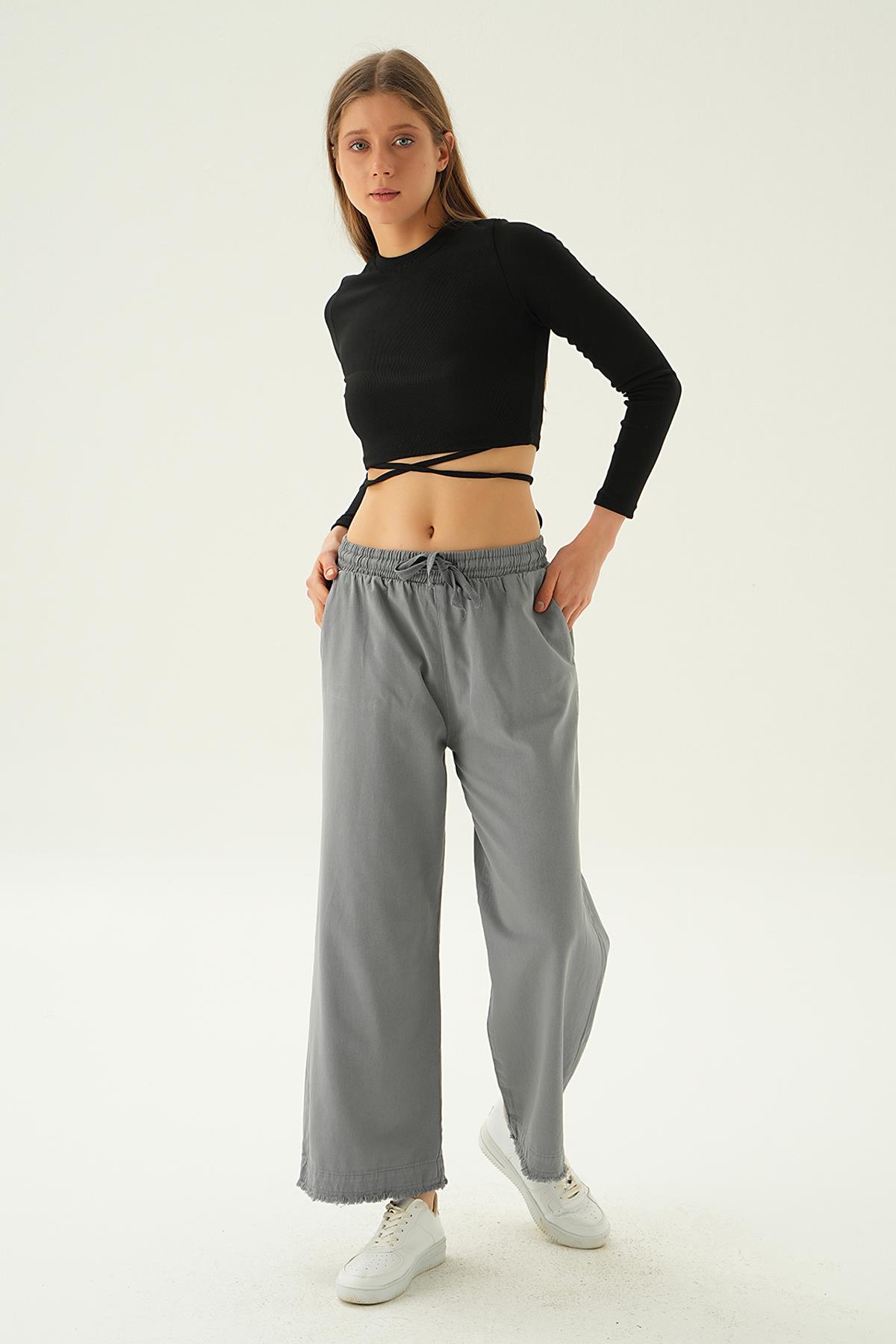 Gri Bol Paça Pantolon 4760 