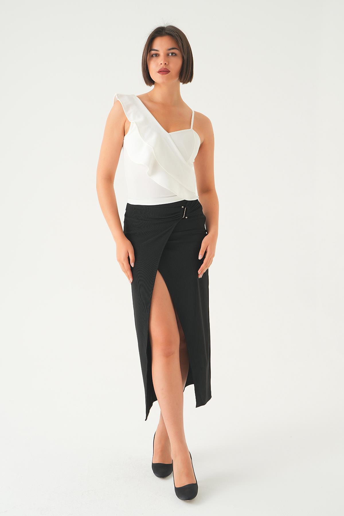 Beyaz Fırfır Detay Bluz 4986 - 1