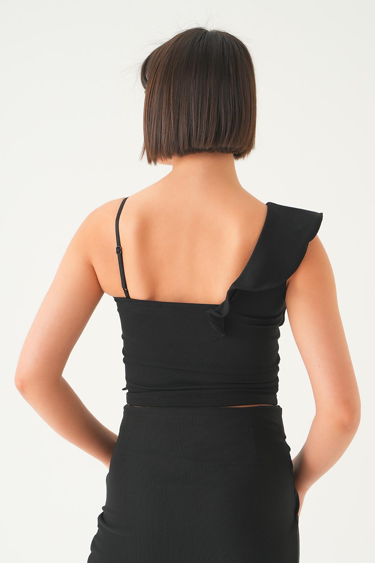 Siyah Fırfır Detay Bluz 4986 - 5