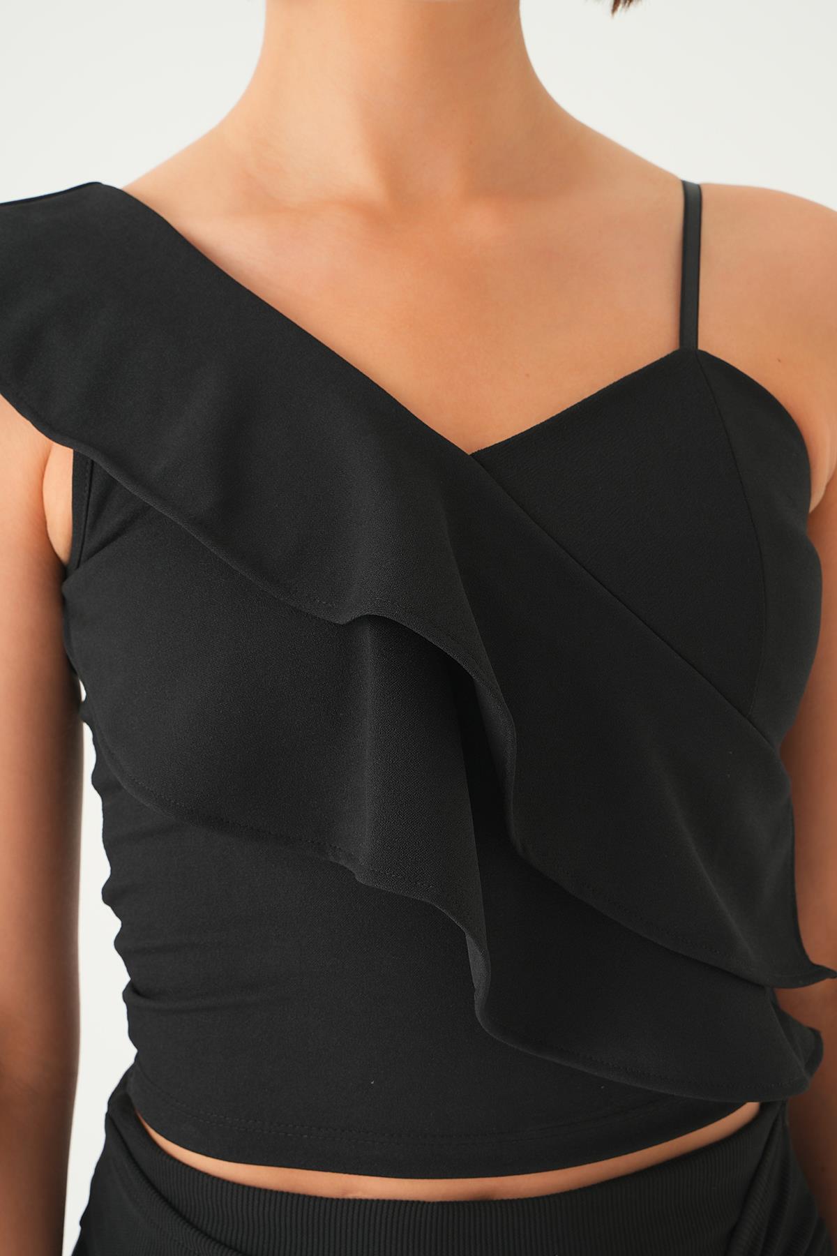 Siyah Fırfır Detay Bluz 4986 - 6