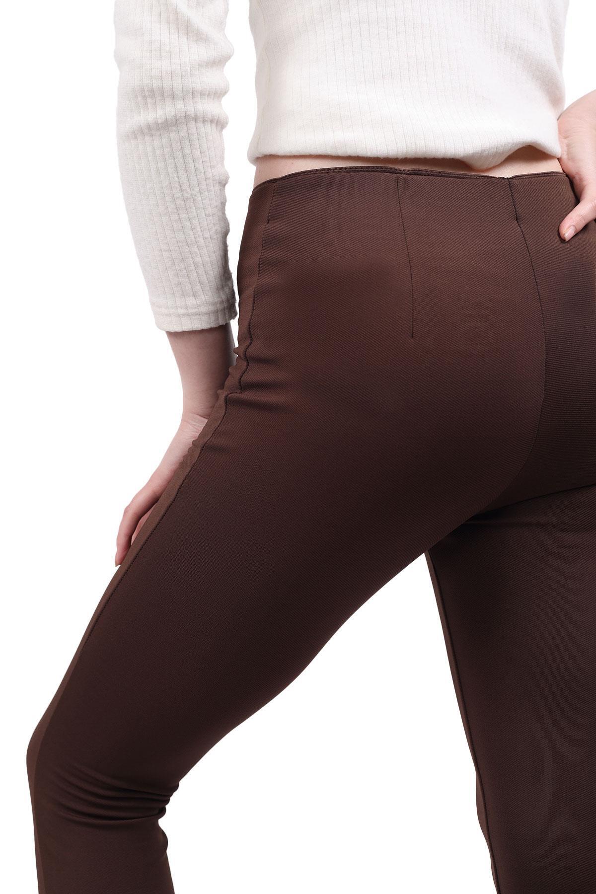 500 Bel Lastik Detay İspanyol Paça Tayt Kahve - RAYS