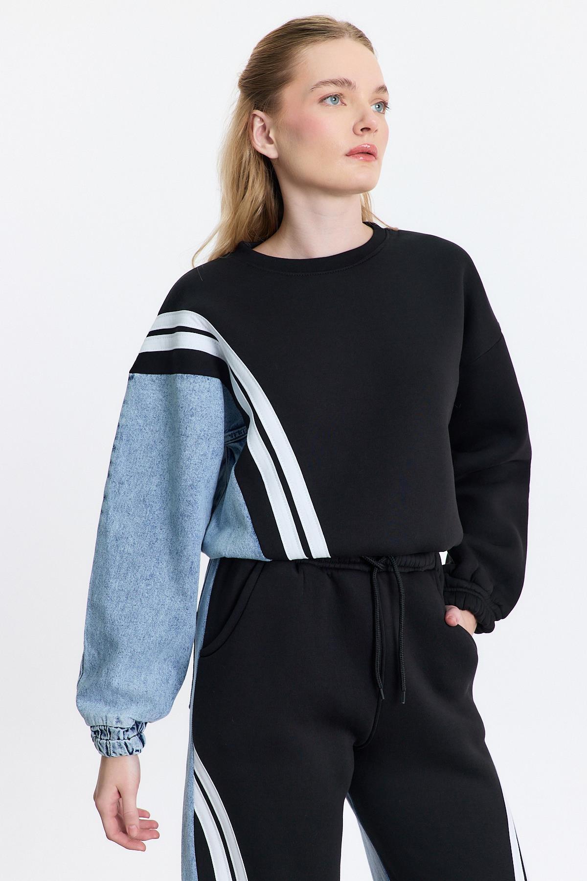 Siyah Kot Detay Sweat 5000 - 1