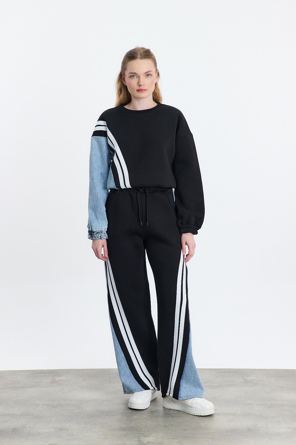 Siyah Kot Detay Sweat 5000 - 2