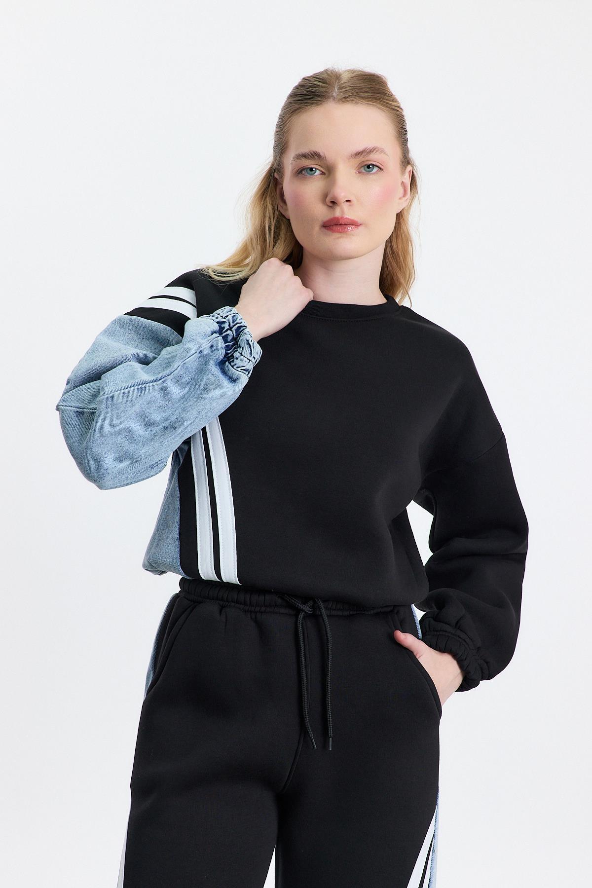 Siyah Kot Detay Sweat 5000 - 8