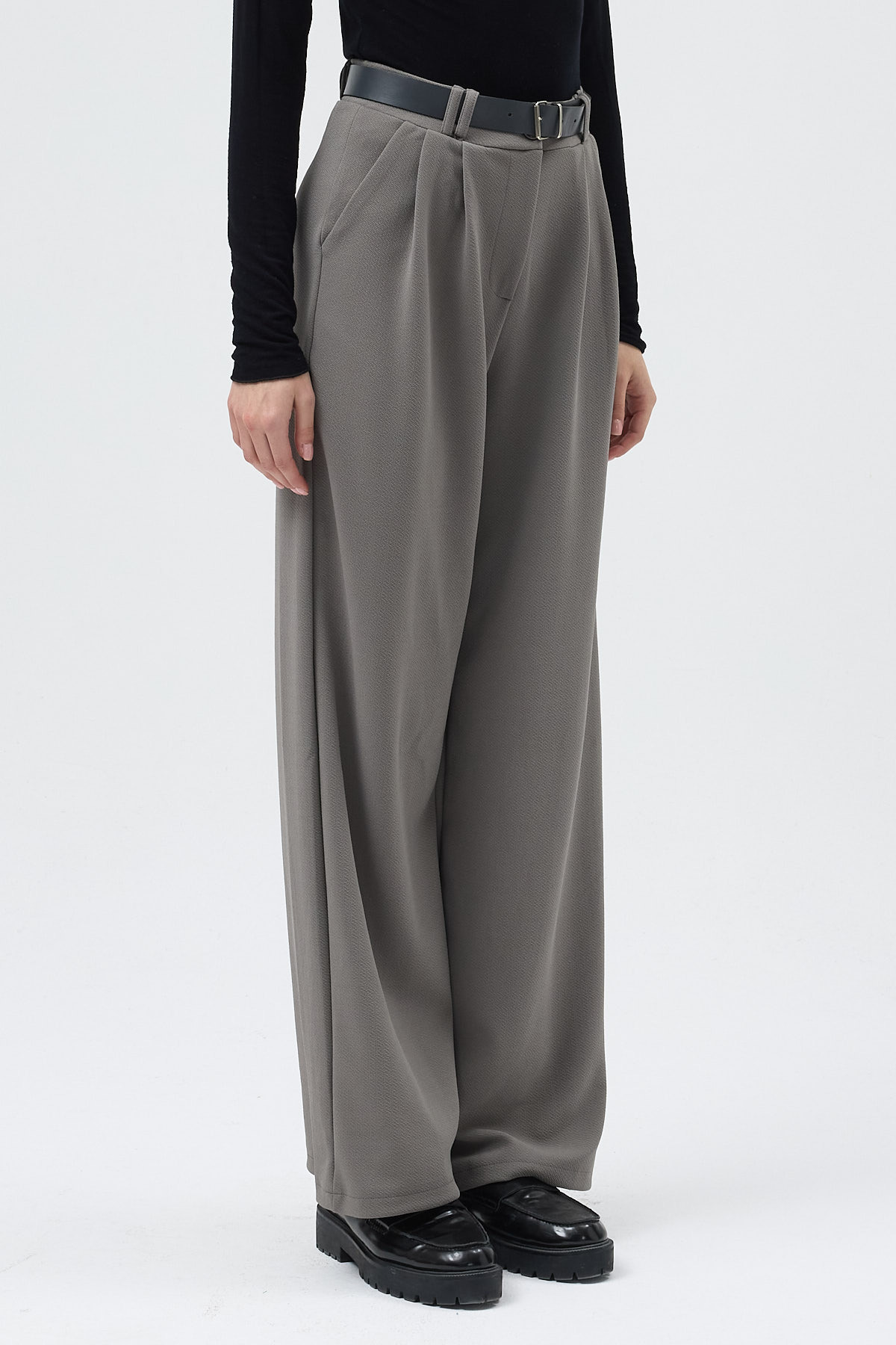 Gri Palazzo Likralı Kadın Pantolon 5009 - 3