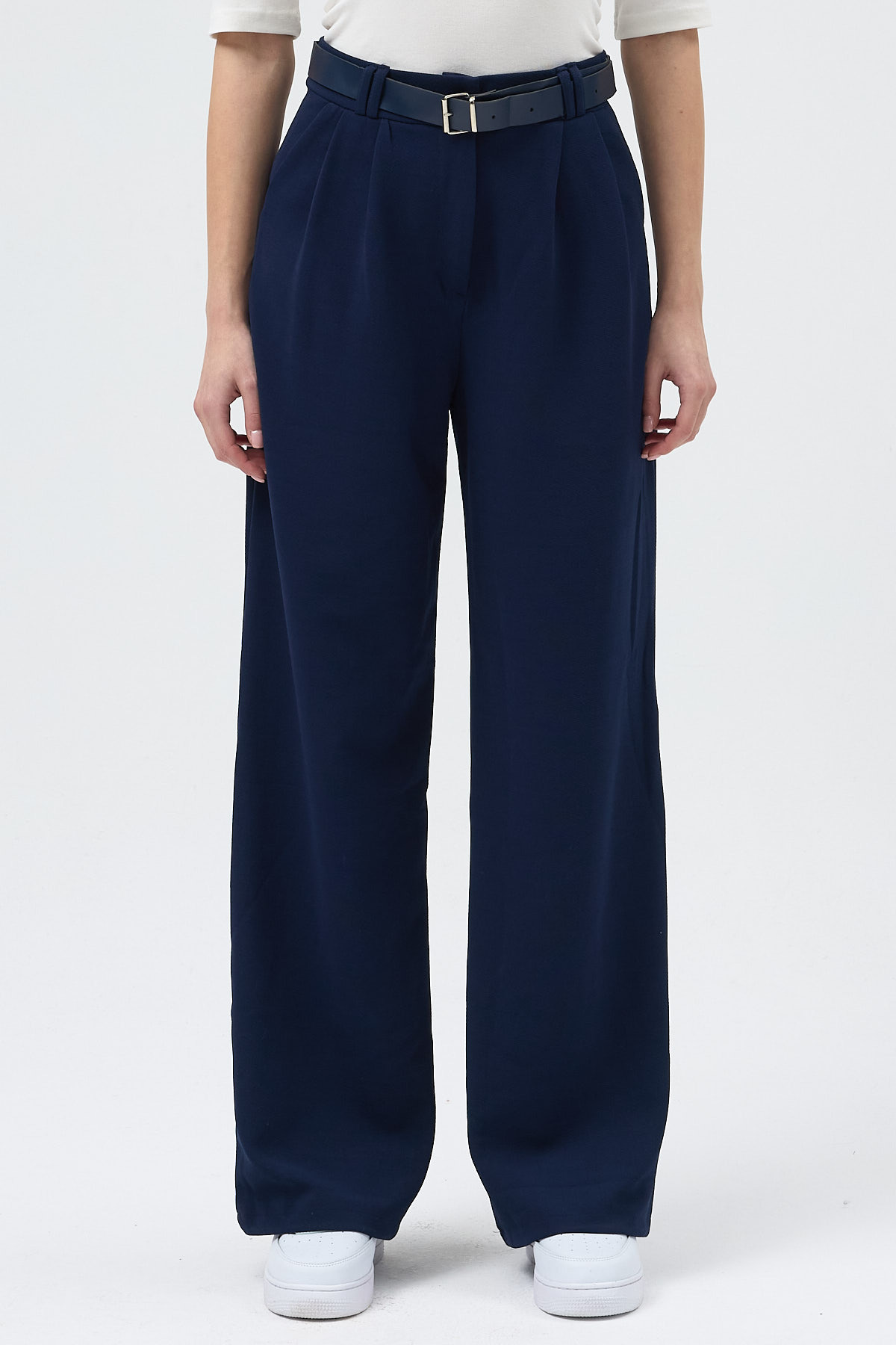 Lacivert Palazzo Likralı Kadın Pantolon 5009 - 2