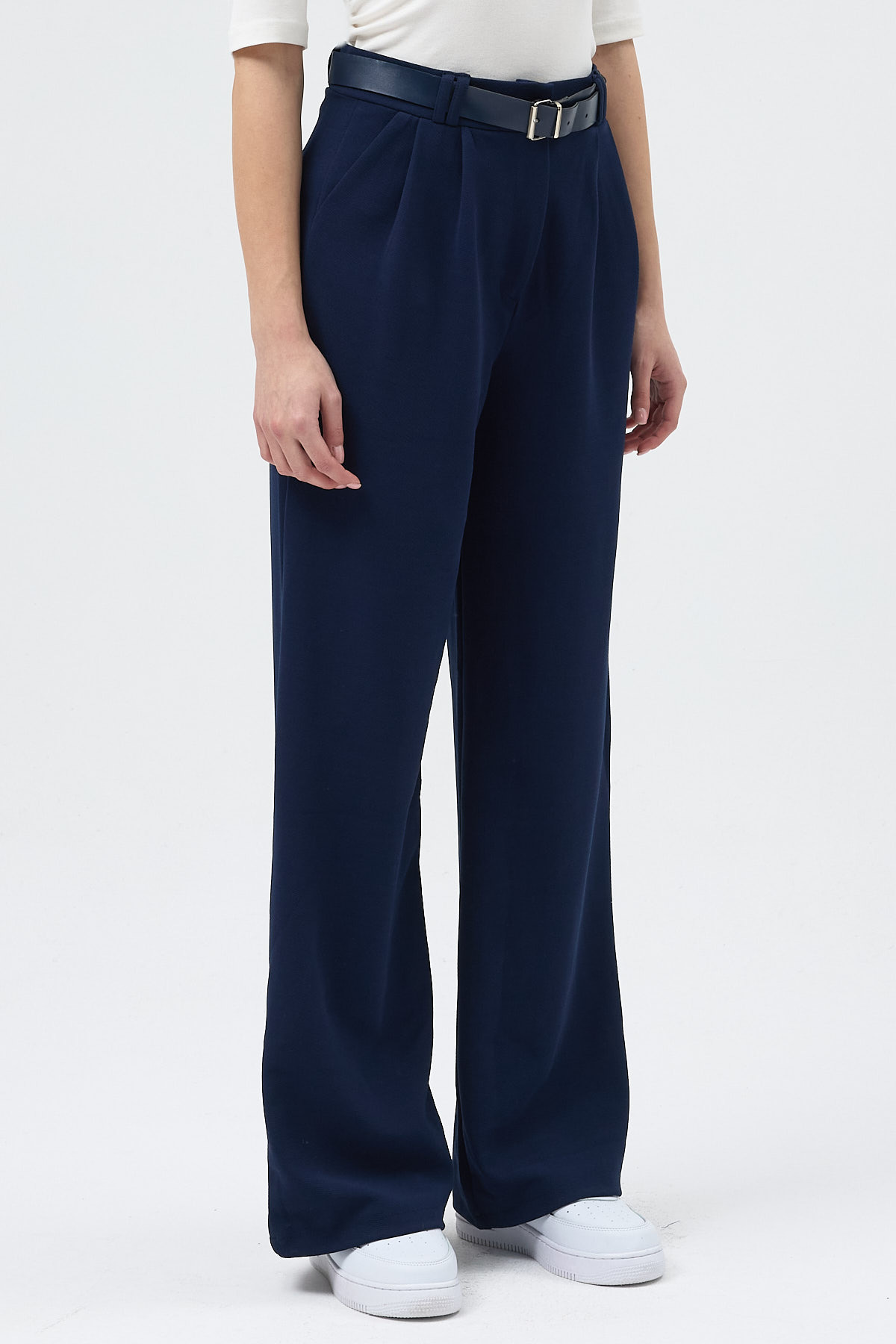 Lacivert Palazzo Likralı Kadın Pantolon 5009 - 3