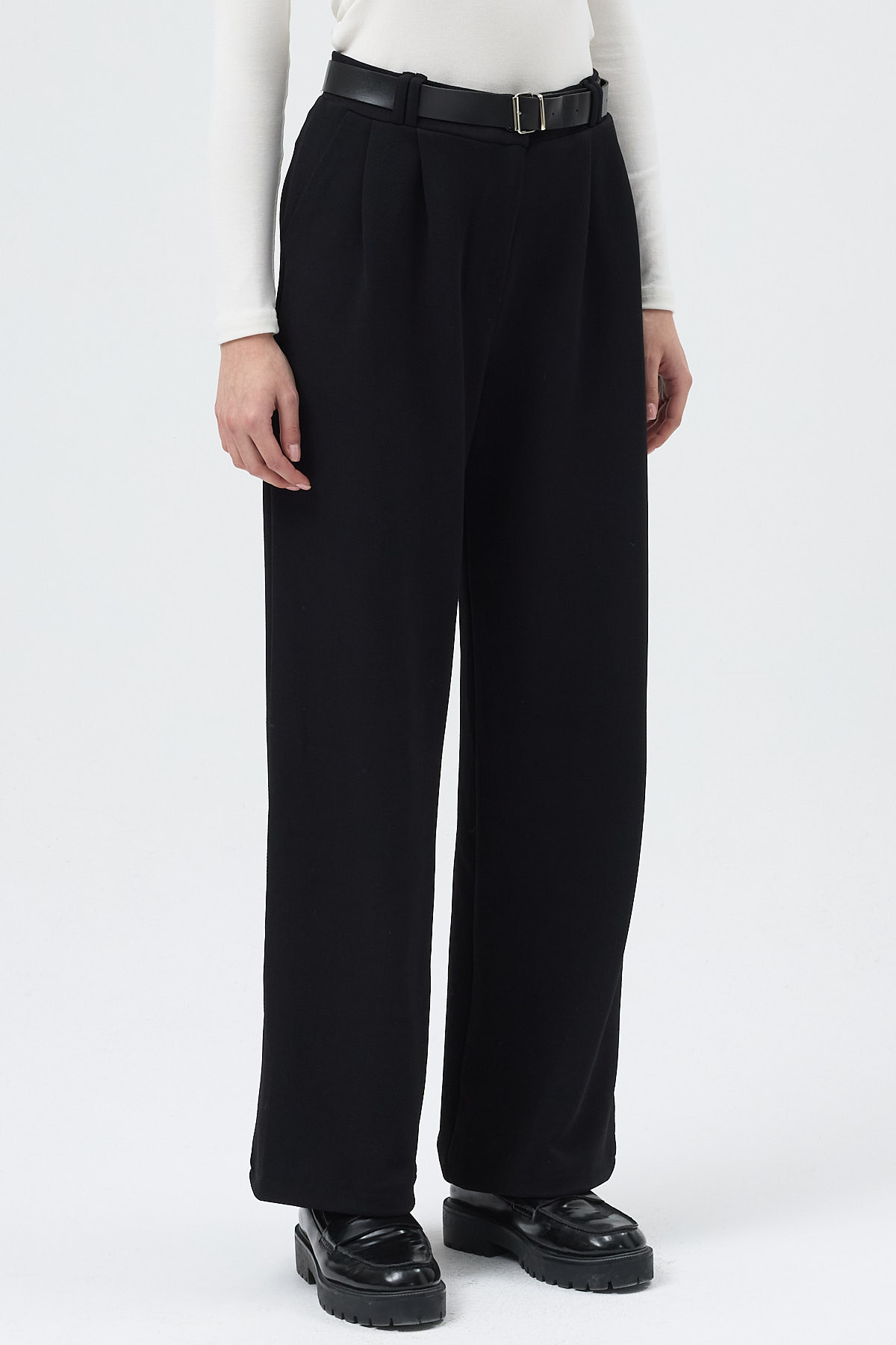 Siyah Palazzo Likralı Kadın Pantolon 5009 - 3