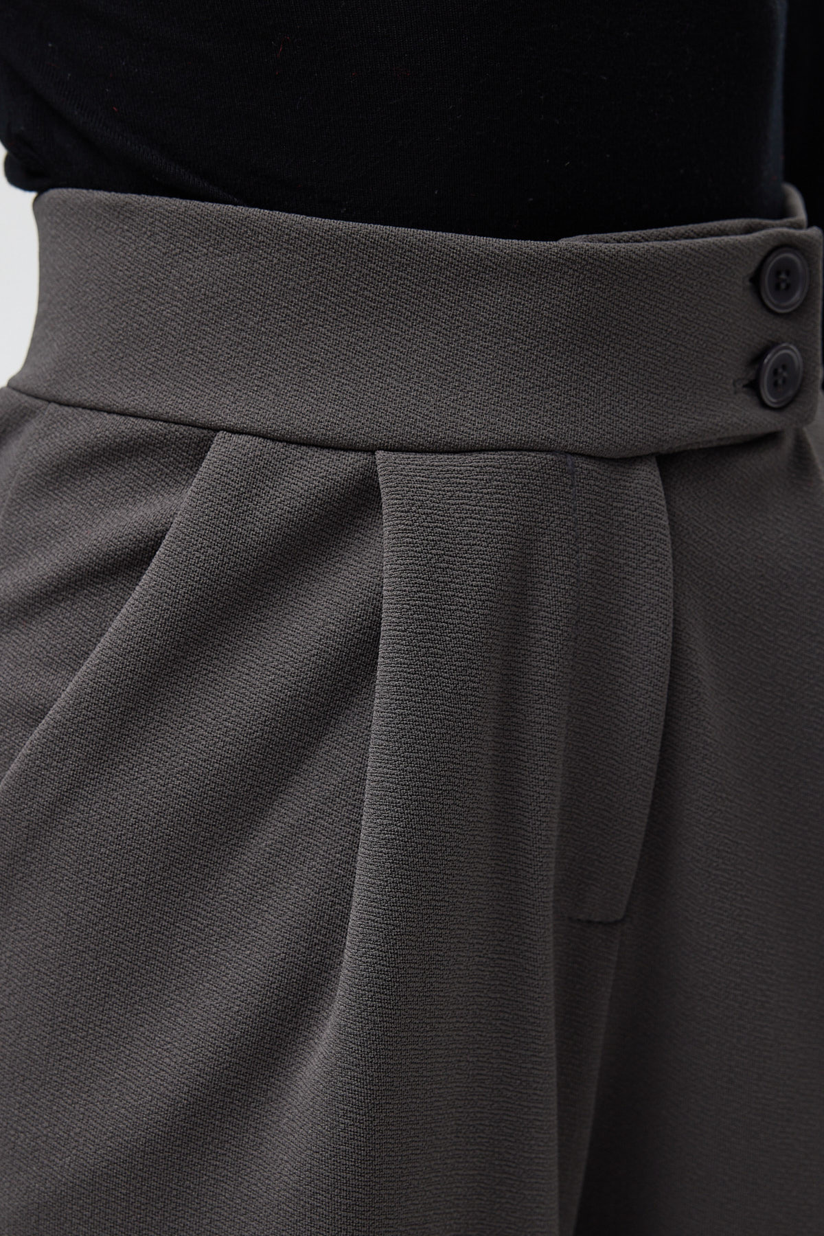 Antrasit Yüksek Bel Çift Düğmeli Geniş Paça Kadın Pantolon 5010 - 4