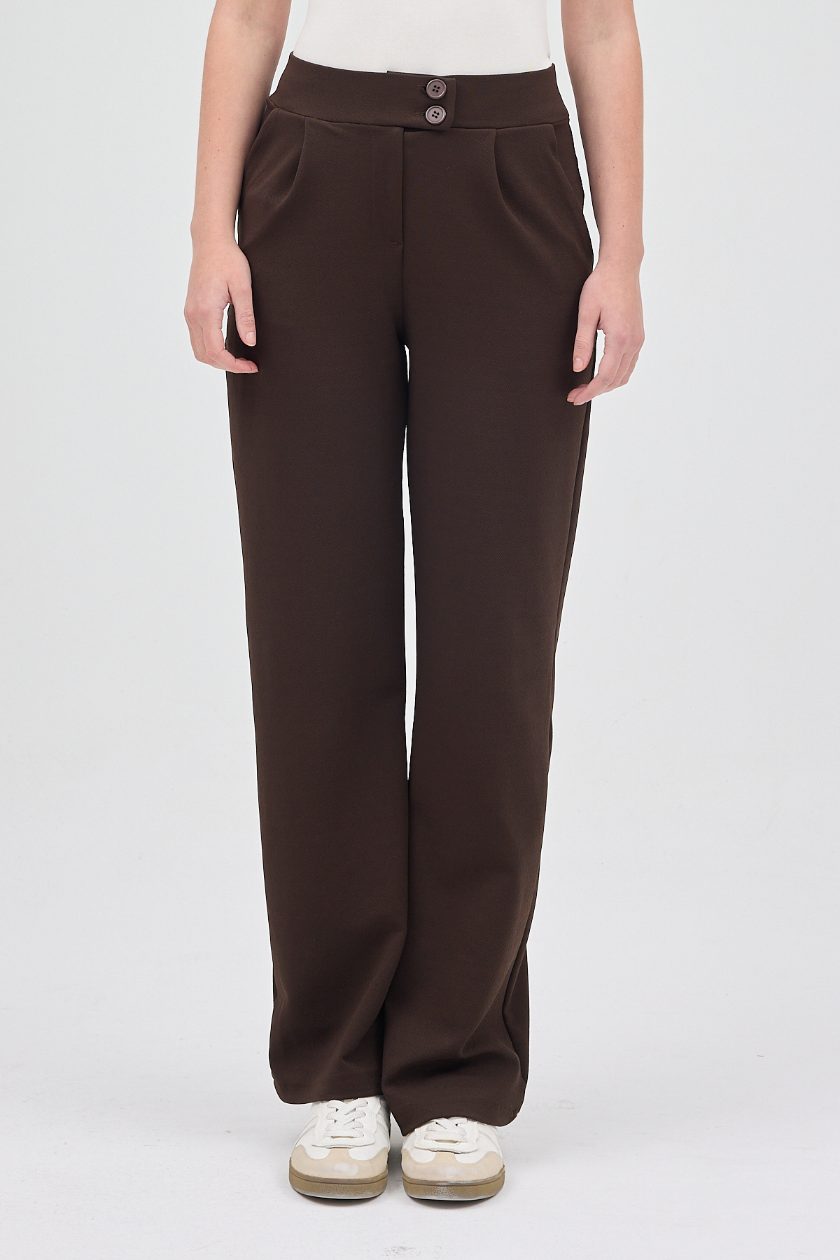 Kahve Çift Düğmeli Kadın Pantolon 5010 - RAYS (1)