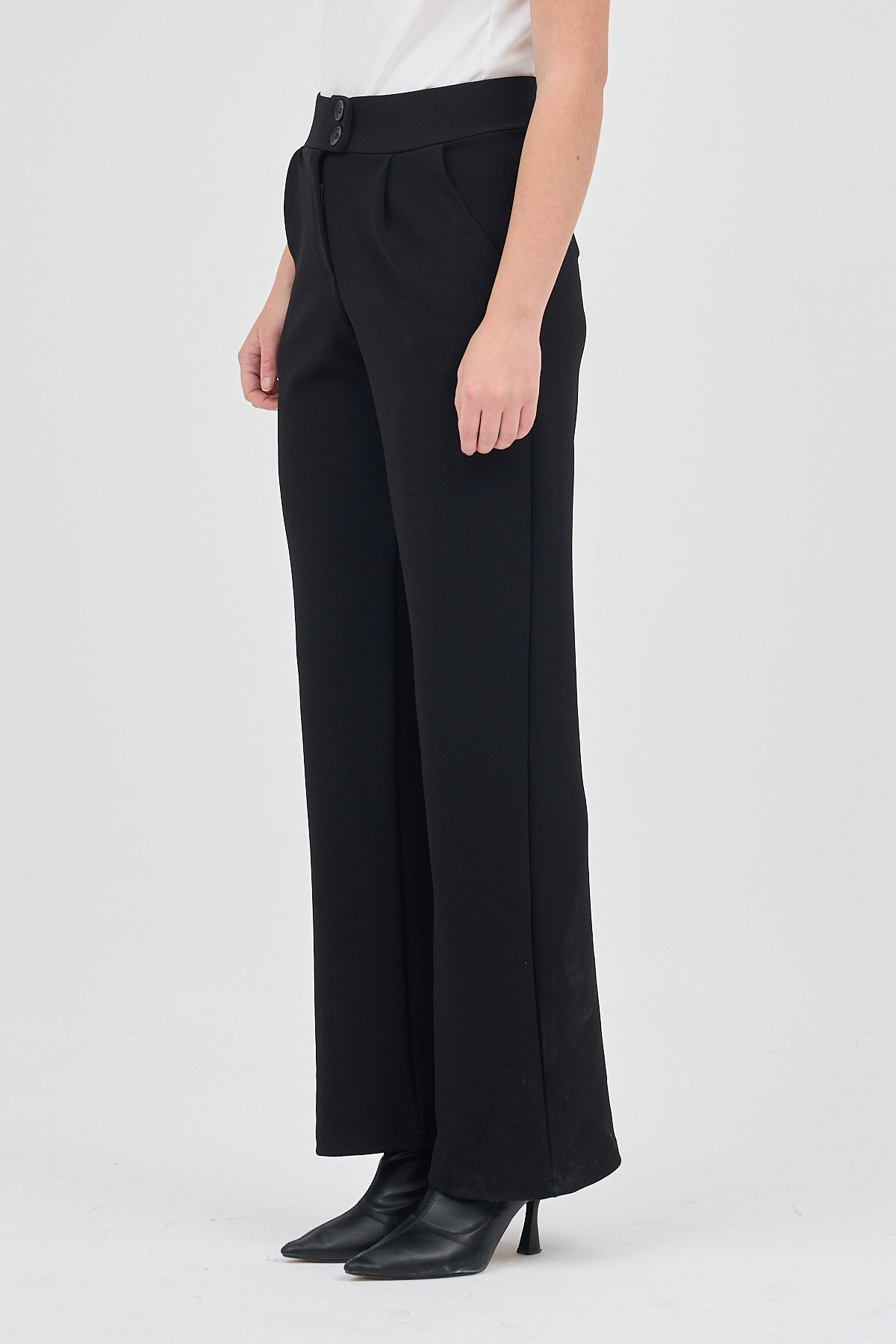 Siyah Çift Düğmeli Kadın Pantolon 5010 - 3