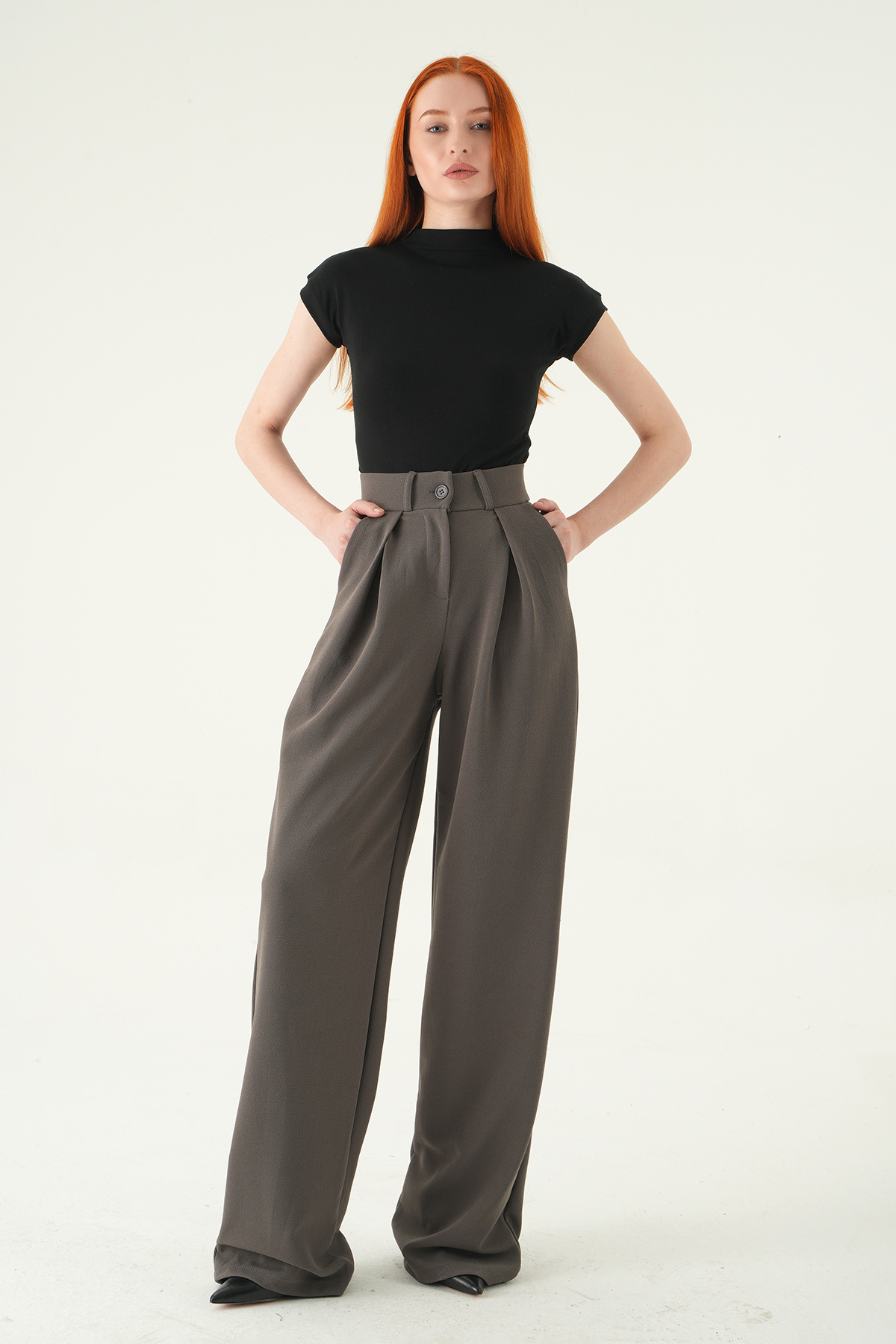 5011 Tek Düğmeli Pensli Pantolon Antrasit - 3