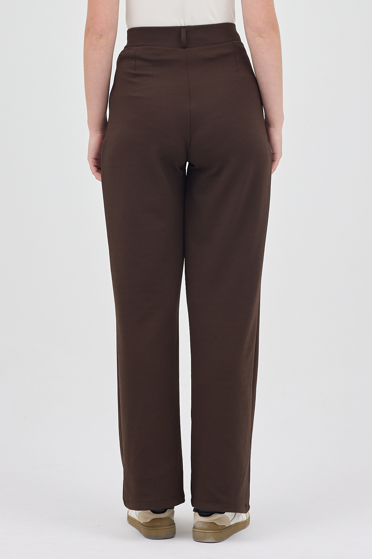 Kahve Tek Düğmeli Pensli Kadın Pantolon 5011 - 5