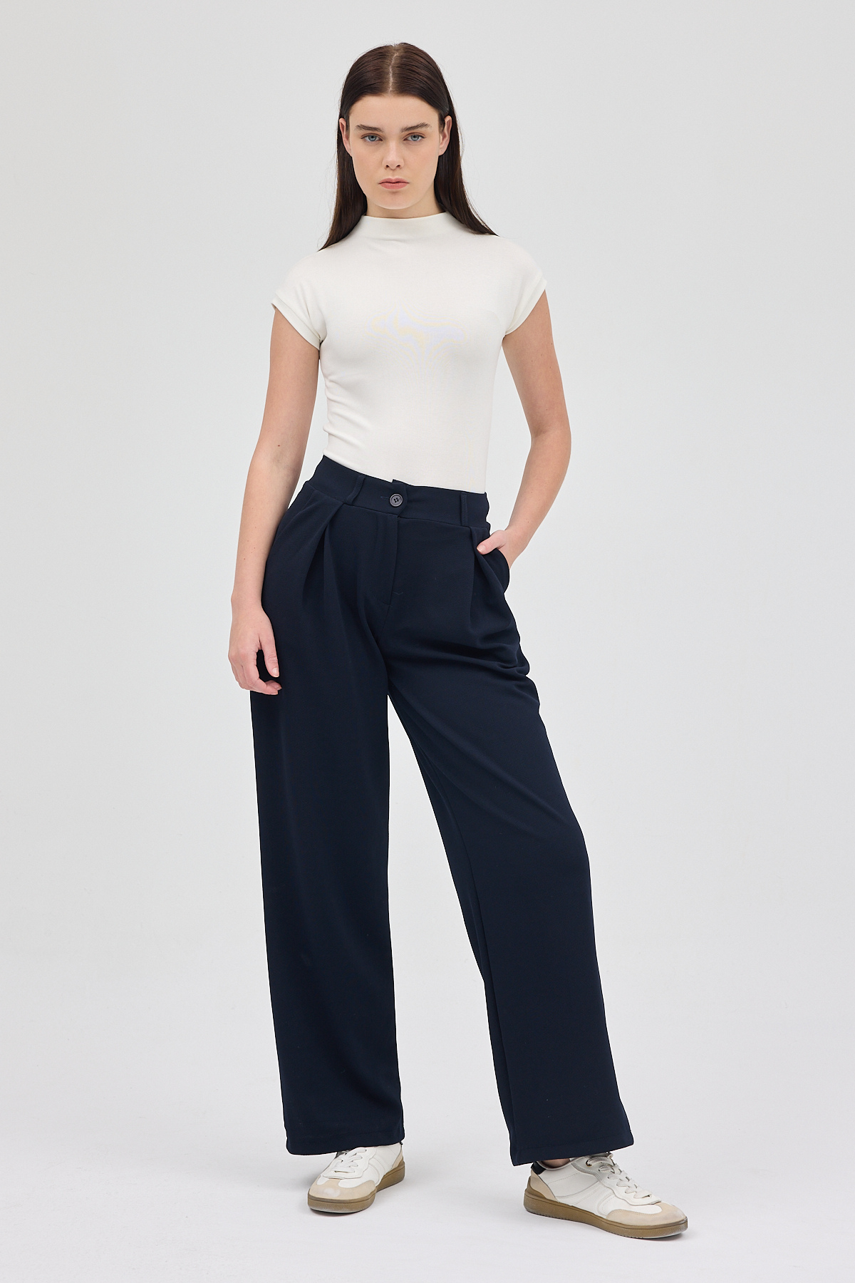 Laci Tek Düğmeli Pensli Kadın Pantolon 5011 - 6