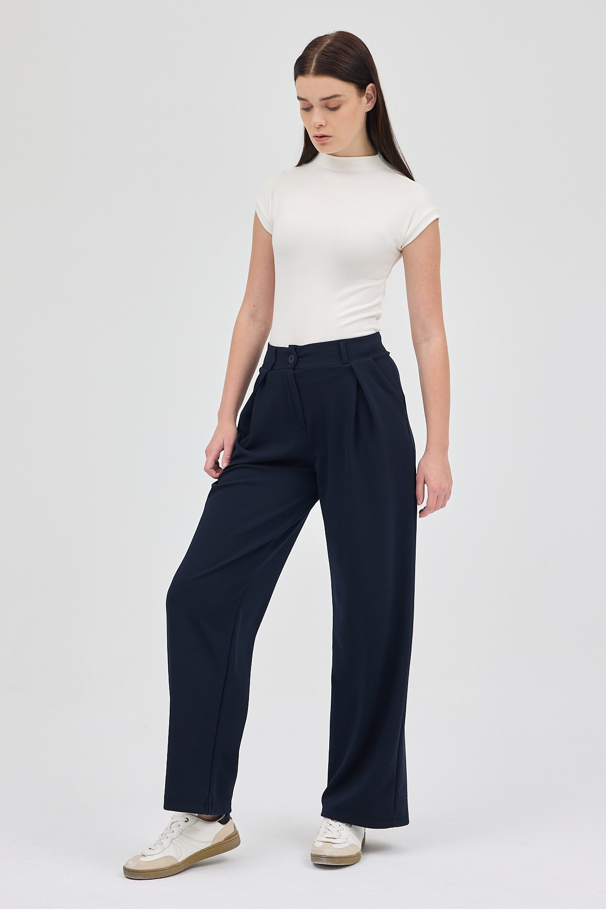 Laci Tek Düğmeli Pensli Kadın Pantolon 5011 - 7