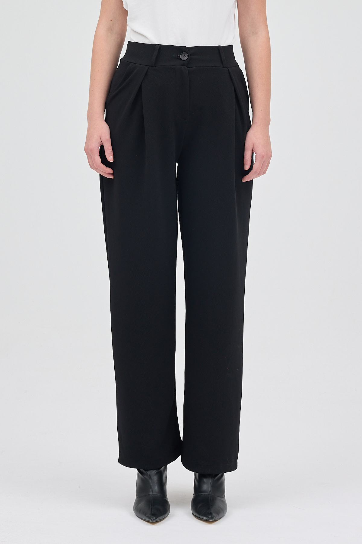 Siyah Tek Düğmeli Pensli Kadın Pantolon 5011 - RAYS