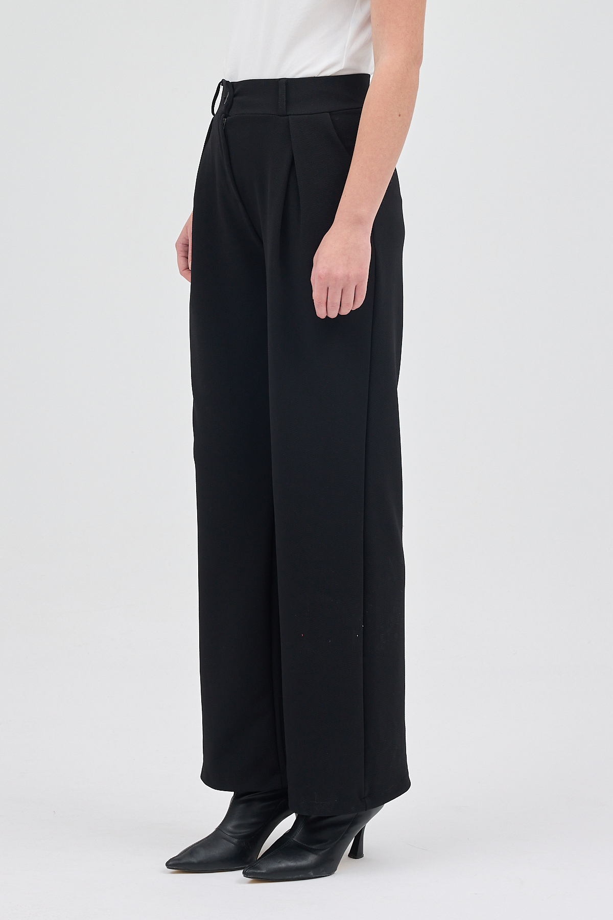 Siyah Tek Düğmeli Pensli Kadın Pantolon 5011 - 3