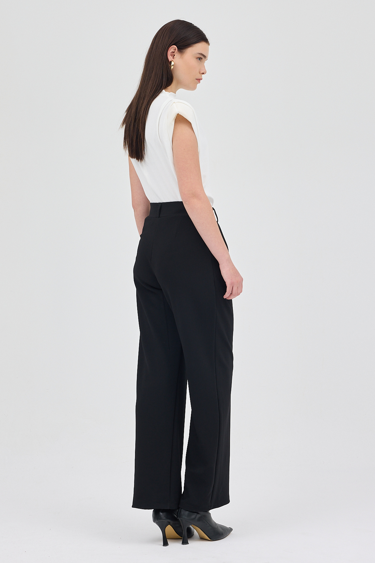 Siyah Tek Düğmeli Pensli Kadın Pantolon 5011 - 6