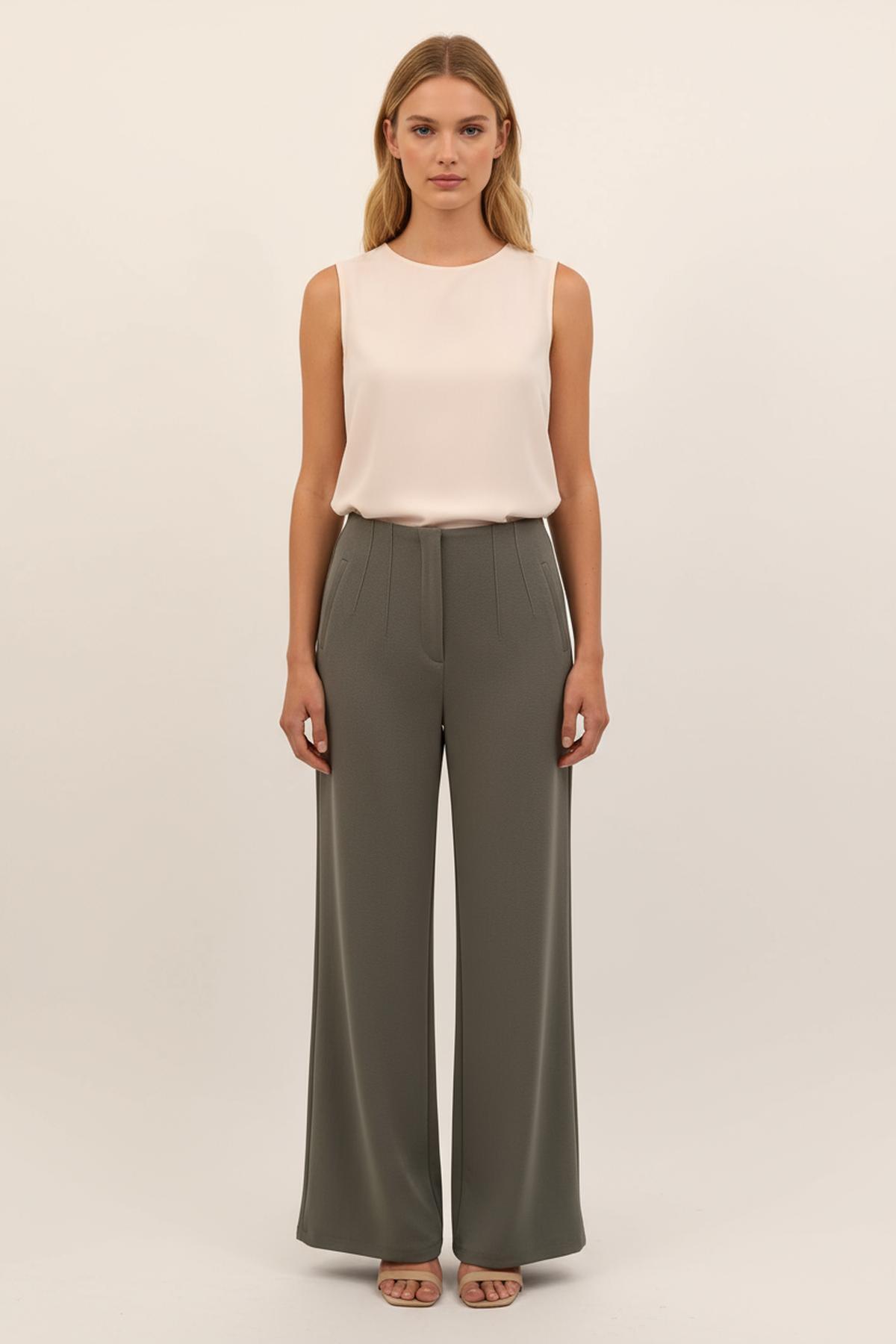 5012 Fermuarlı Pantolon Gri - RAYS