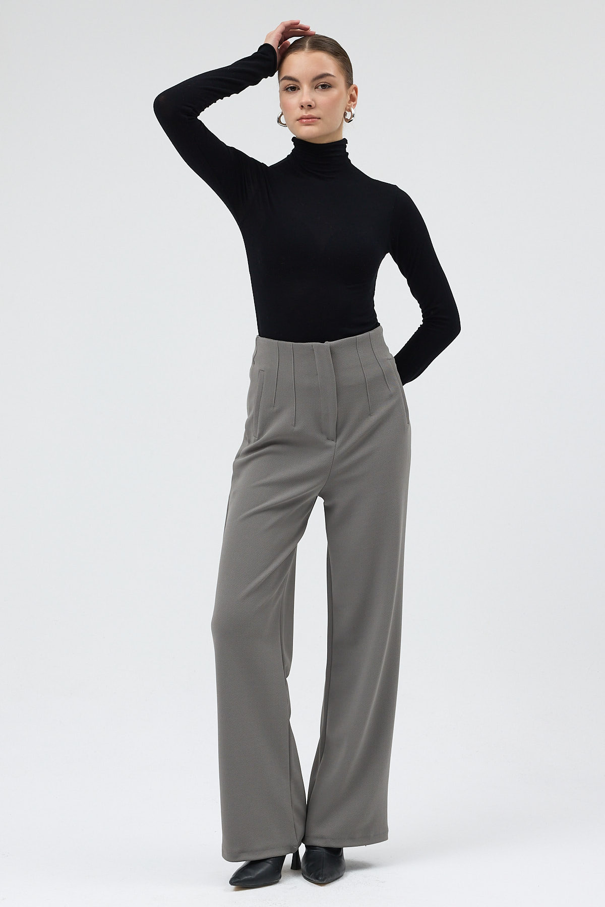 Gri Geniş Paça Kadın Pantolon 5012 - 6