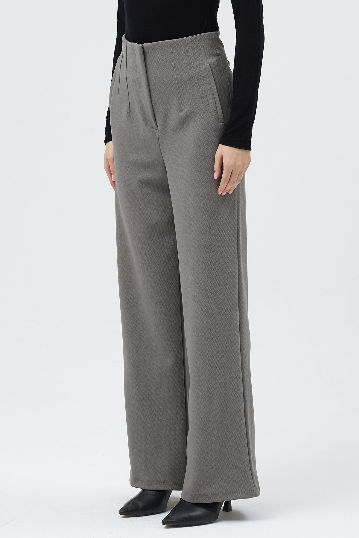 Gri Geniş Paça Kadın Pantolon 5012 - 3