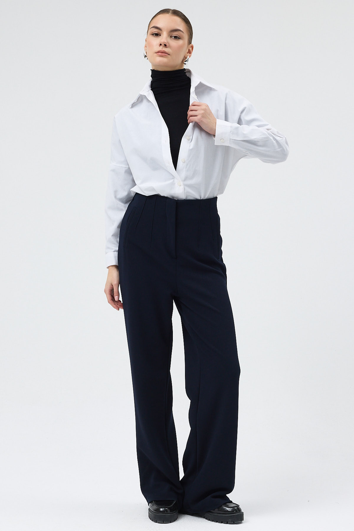 Lacivert Geniş Paça Kadın Pantolon 5012 - 6