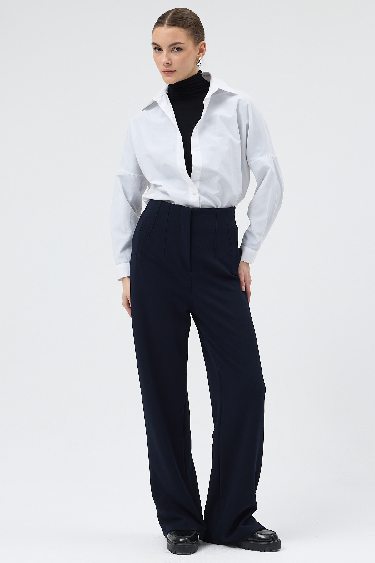 Lacivert Geniş Paça Kadın Pantolon 5012 - 1