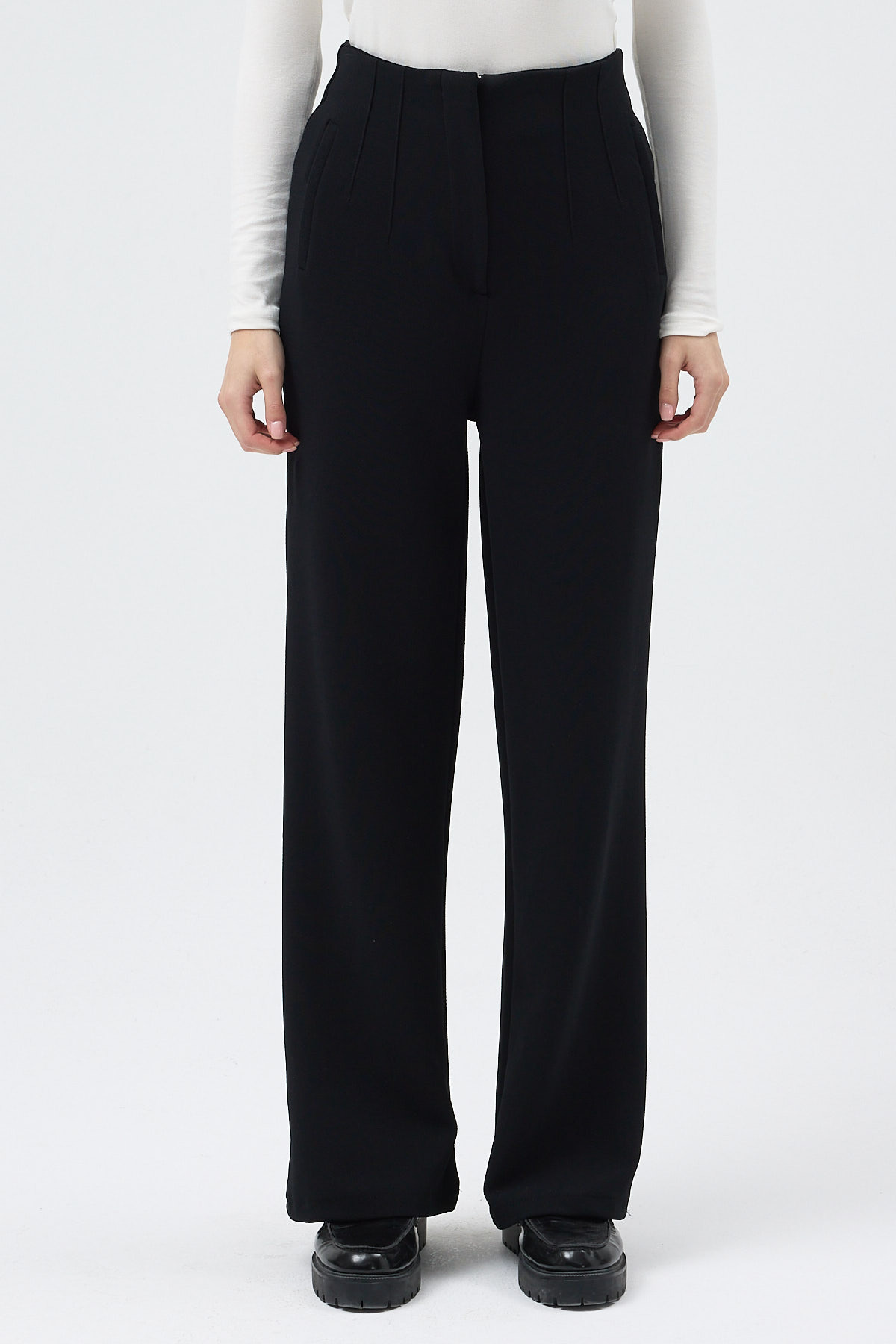 Siyah Geniş Paça Kadın Pantolon 5012 - RAYS