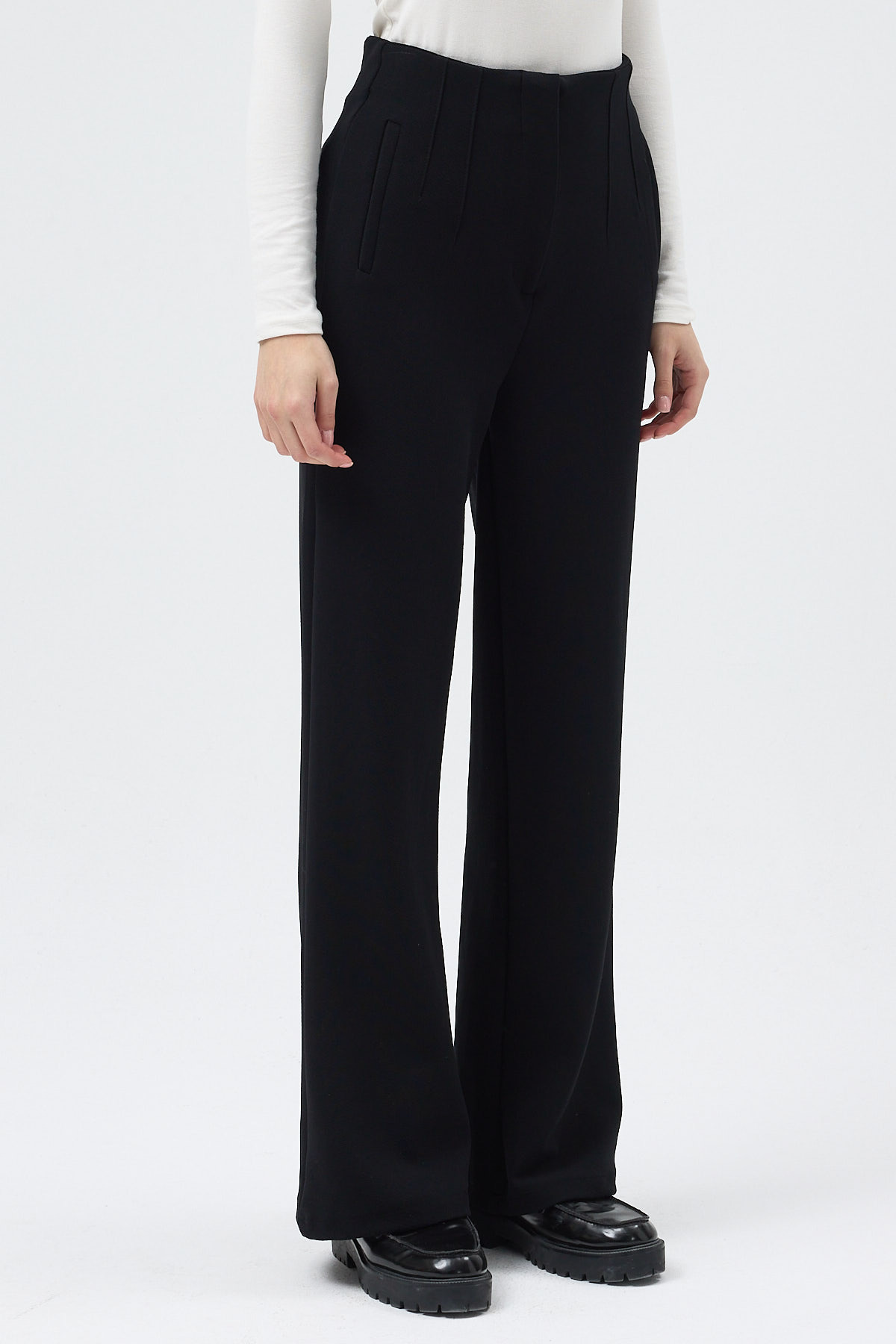 Siyah Geniş Paça Kadın Pantolon 5012 - 3