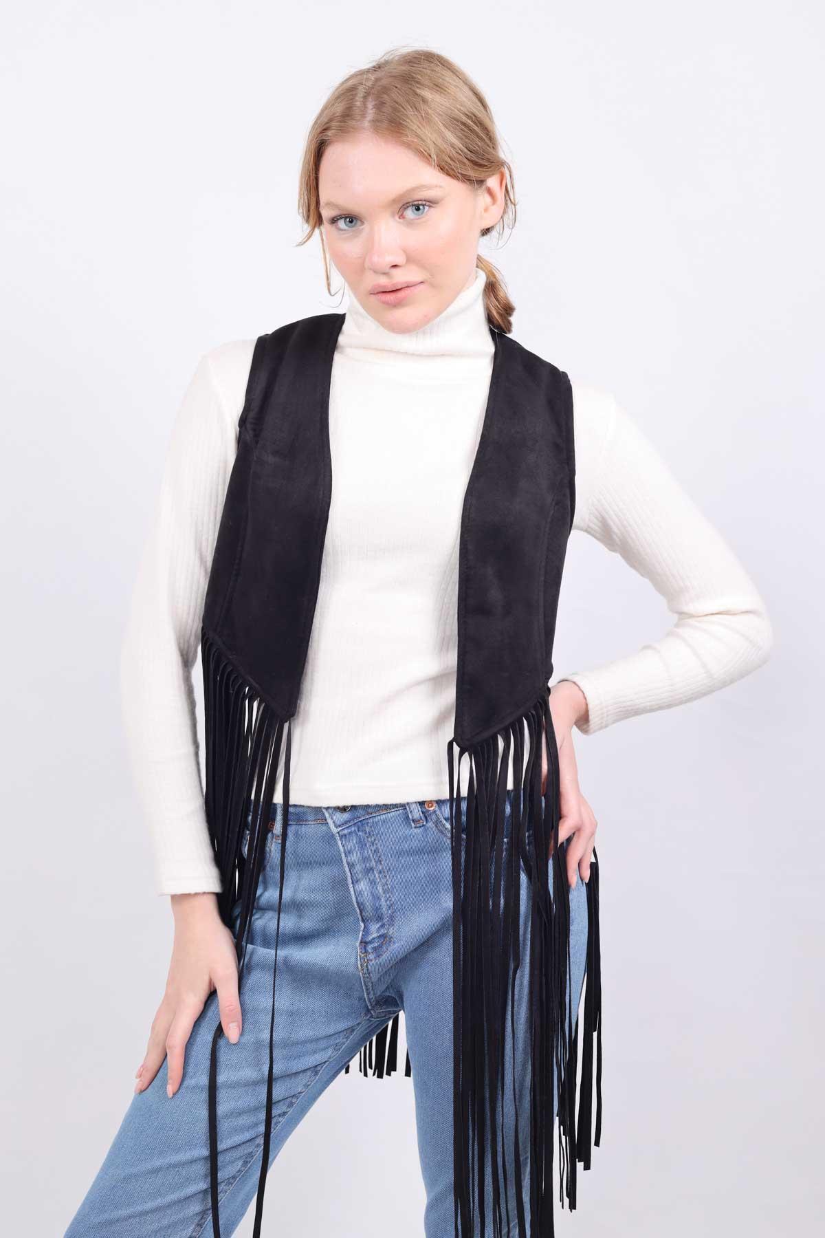 Siyah Püsküllü Yelek 5018 - 1