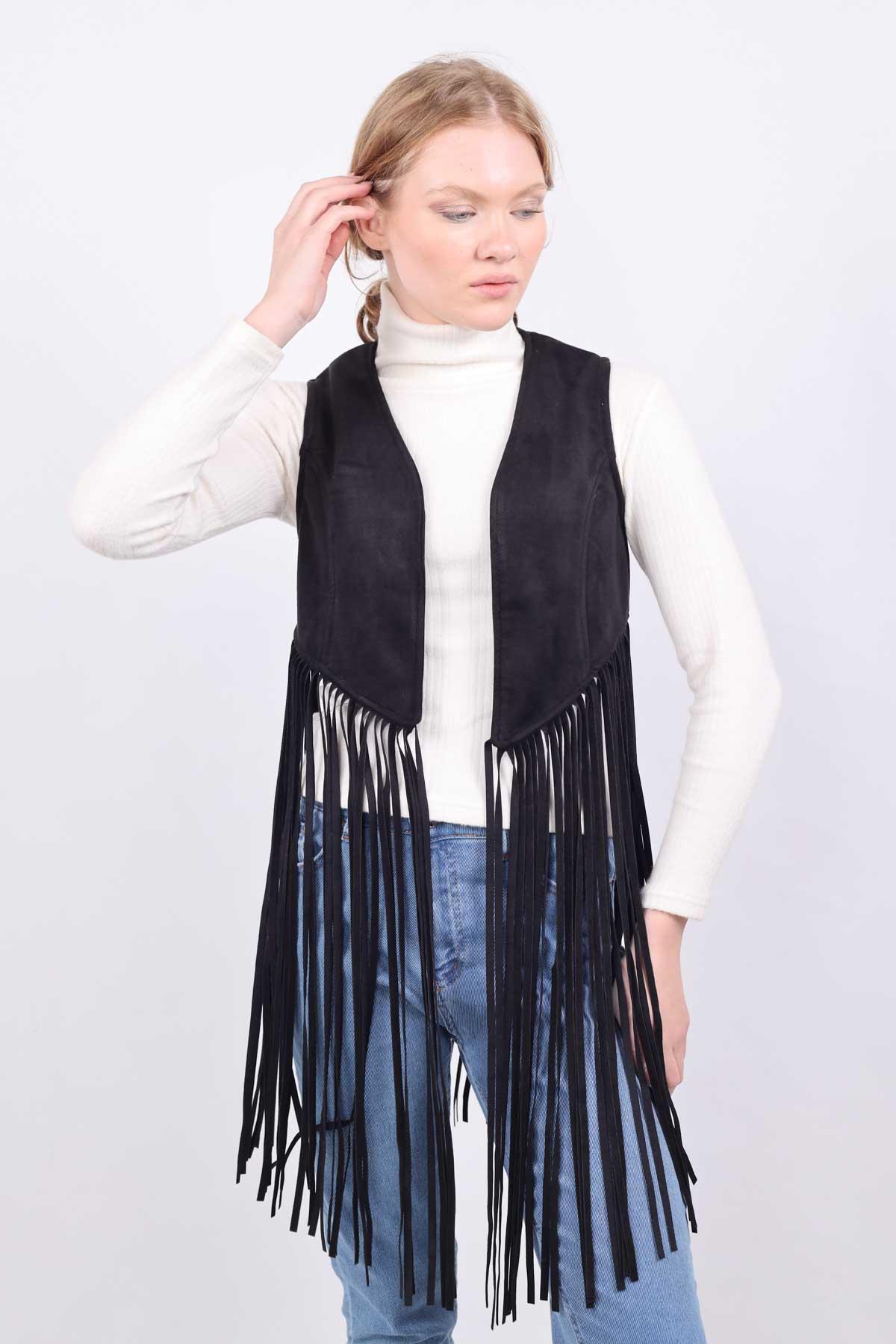 Siyah Püsküllü Yelek 5018 - 3