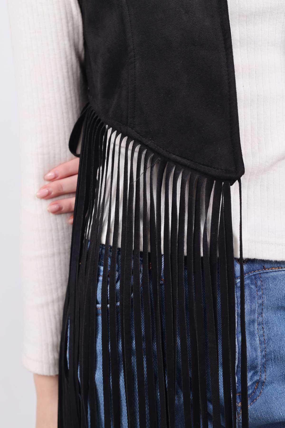 Siyah Püsküllü Yelek 5018 - 4