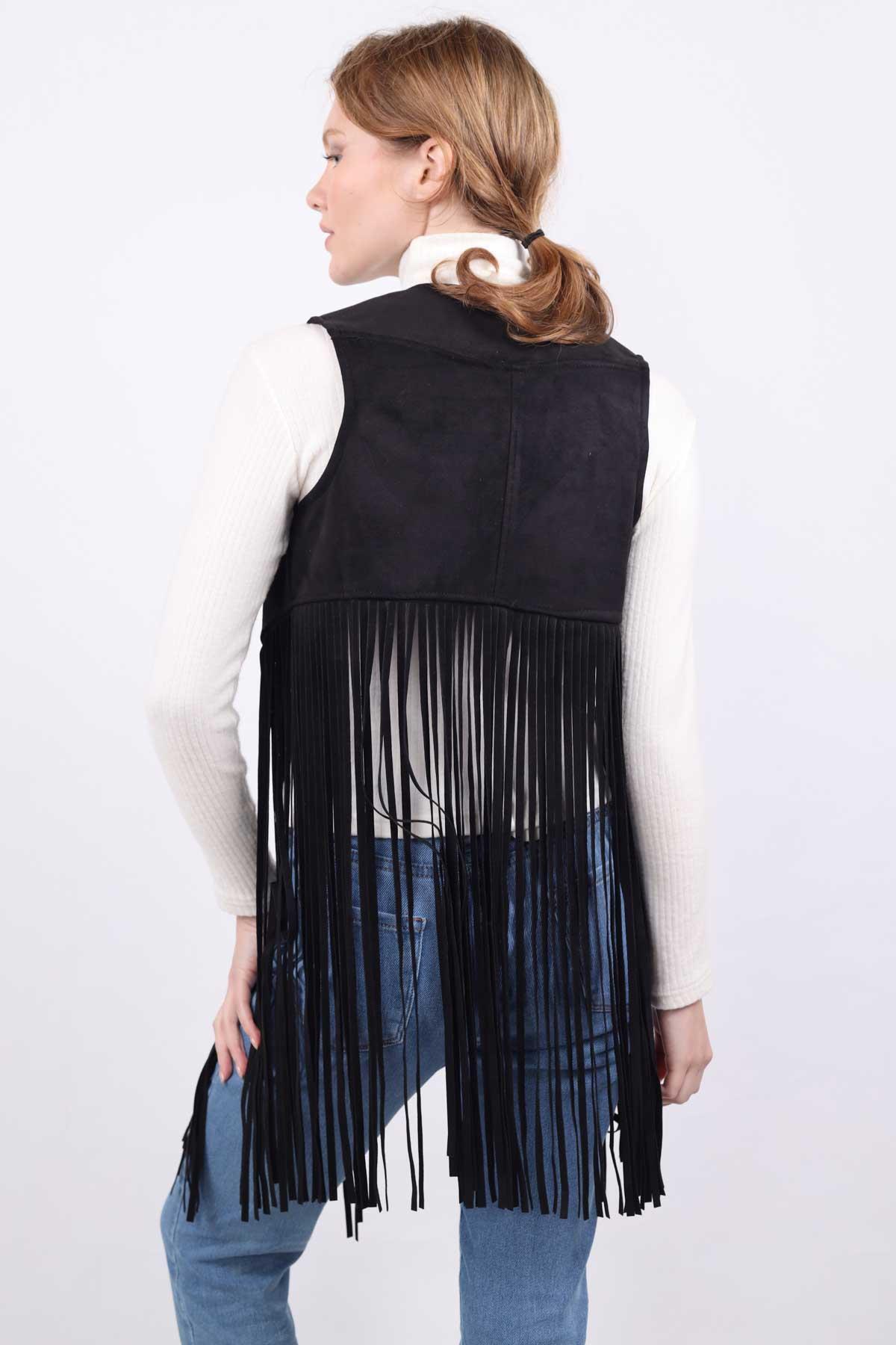 Siyah Püsküllü Yelek 5018 - 5