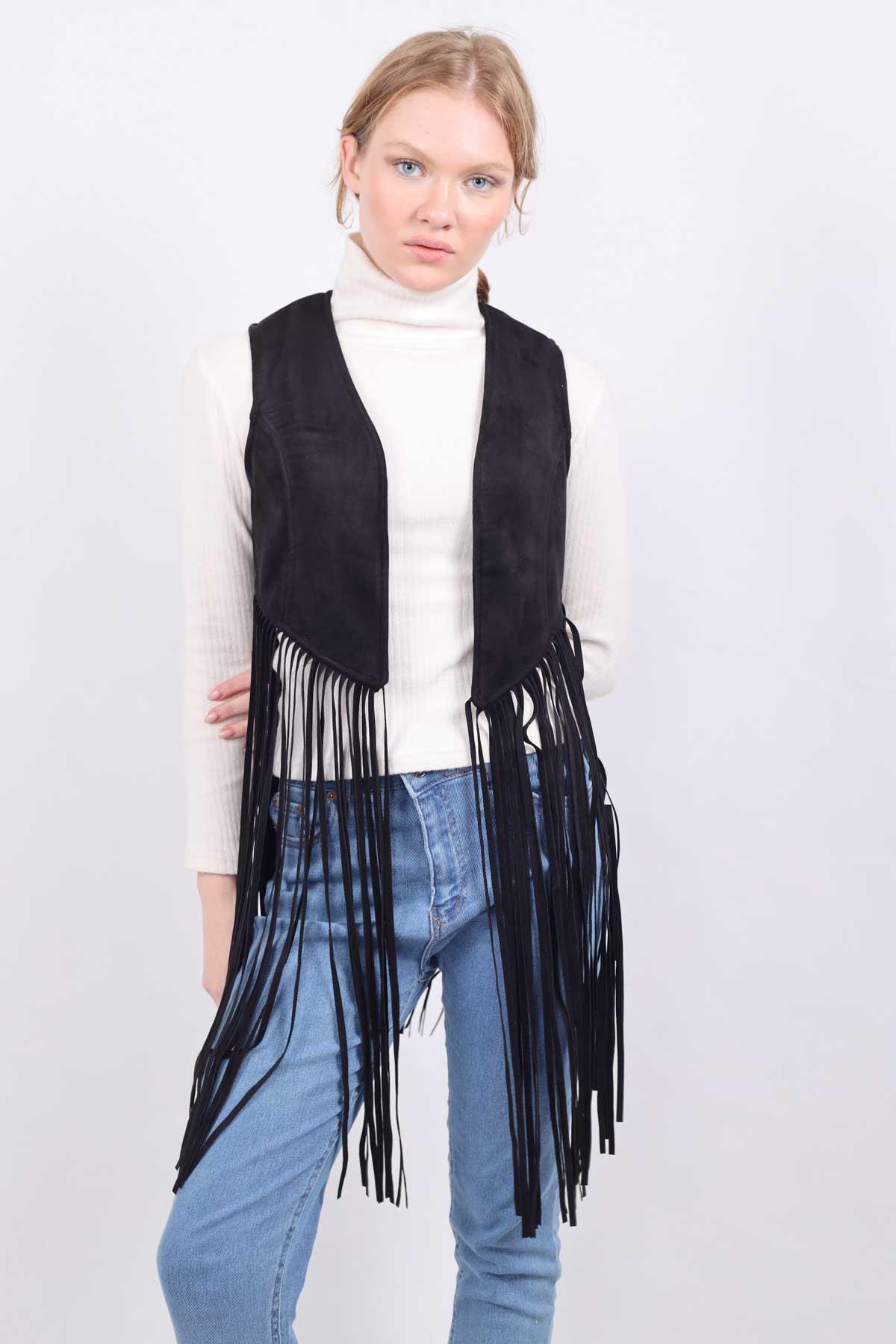 Siyah Püsküllü Yelek 5018 - 8