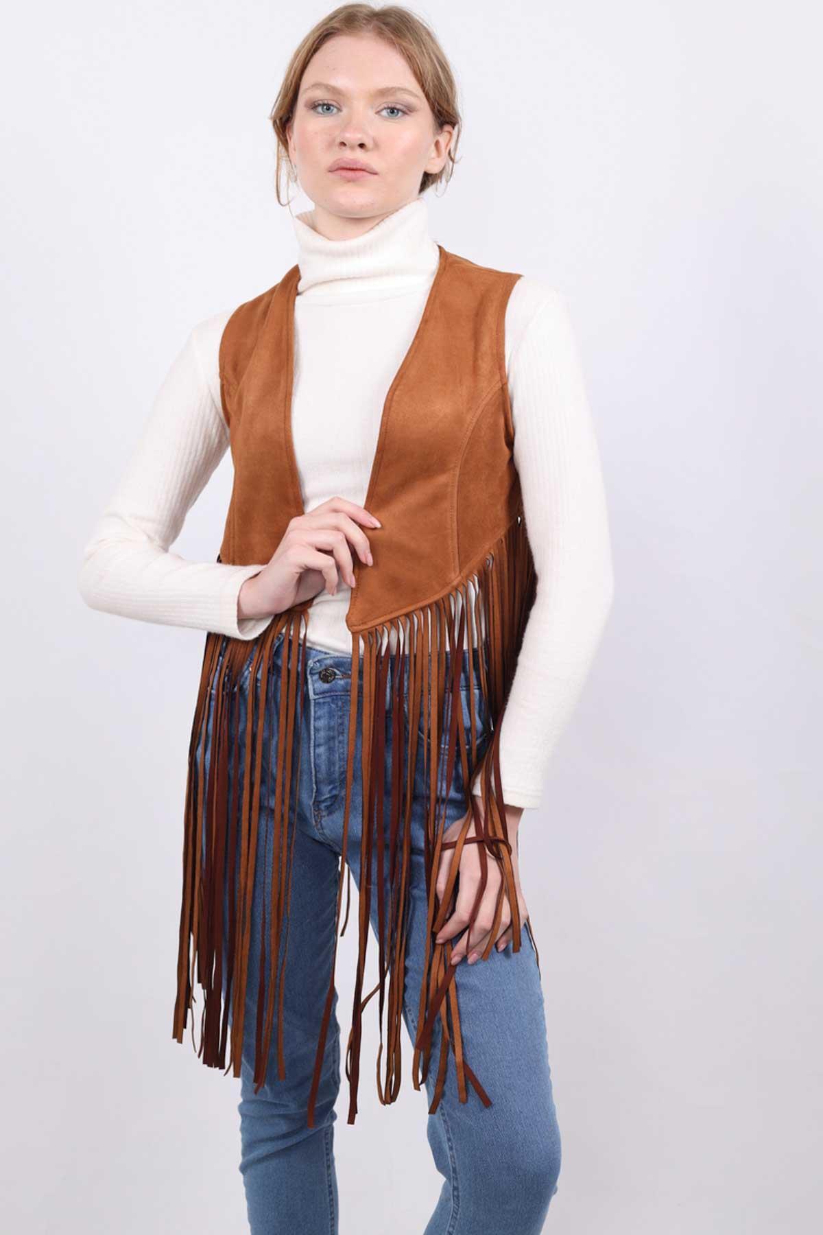 Püsküllü Yelek 5018 Taba - RAYS