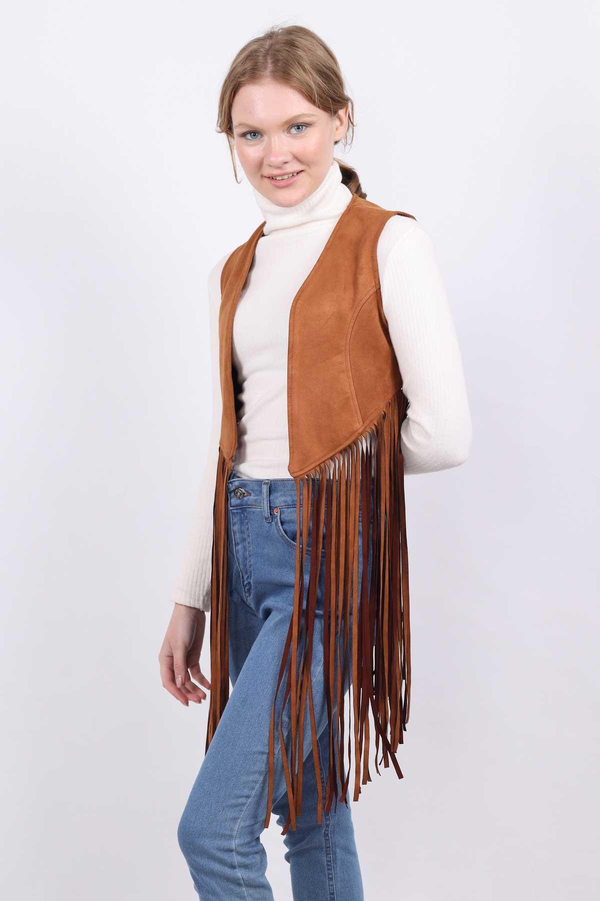 Püsküllü Yelek 5018 Taba - 7