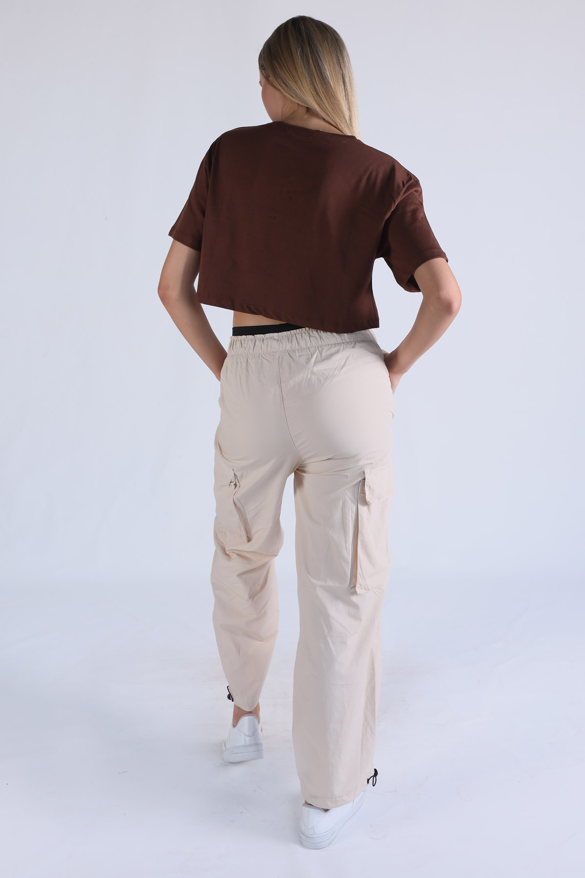 5026 Bel Detay Paraşüt Pantolon Taş - 3