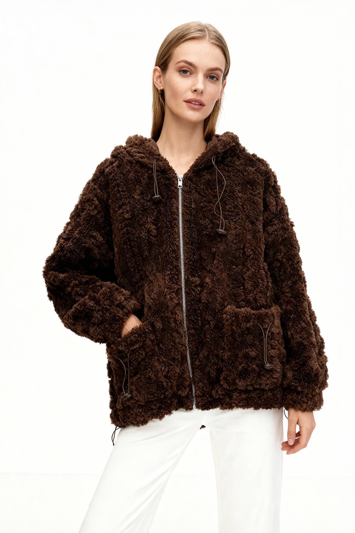 5061 Fermuarlı Cepli Hırka Kahve - 1