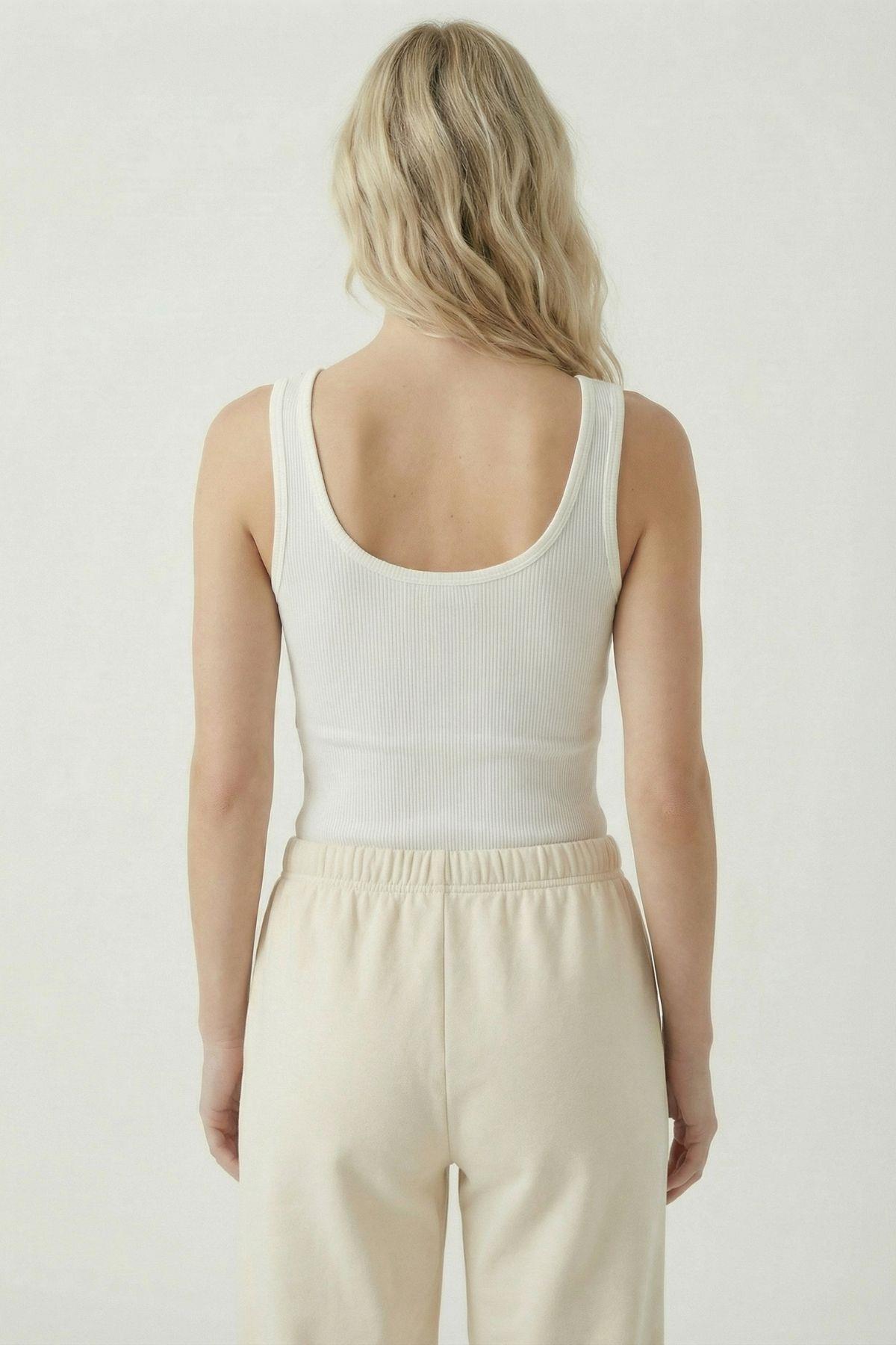 Beyaz Kalın Askılı U Yaka Atlet 5068 - RAYS