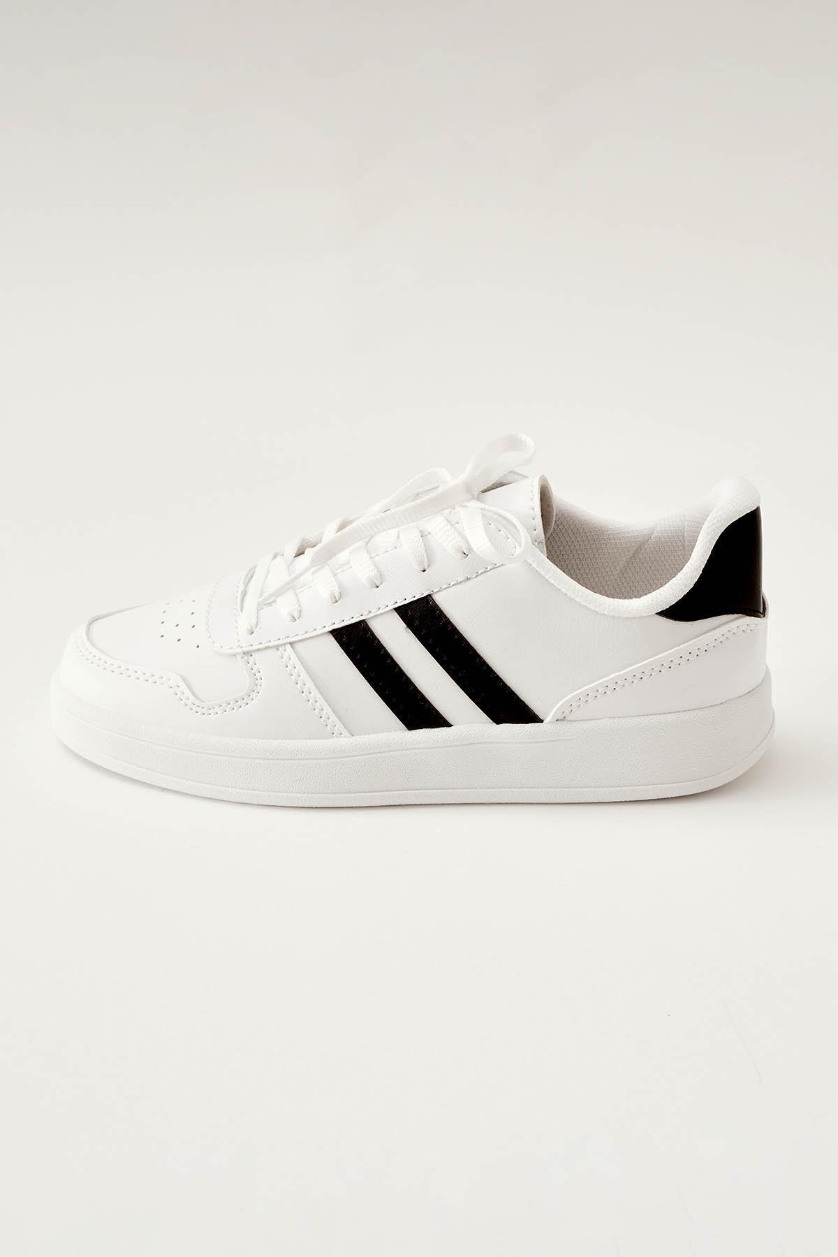 Beyaz-Siyah Livens Spor Ayakkabı 5121 - 2